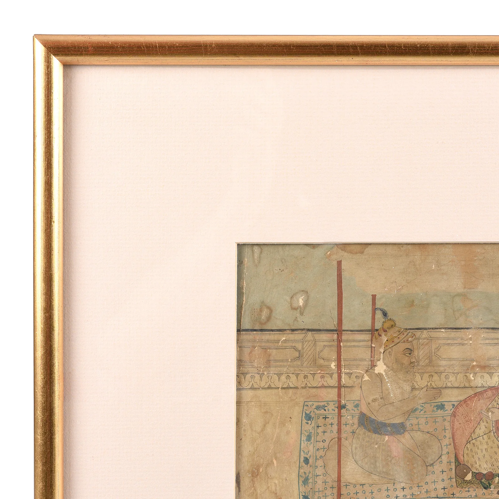 Framed Watercolour Of A Mughal Court Scene - 18th Century - Image 3