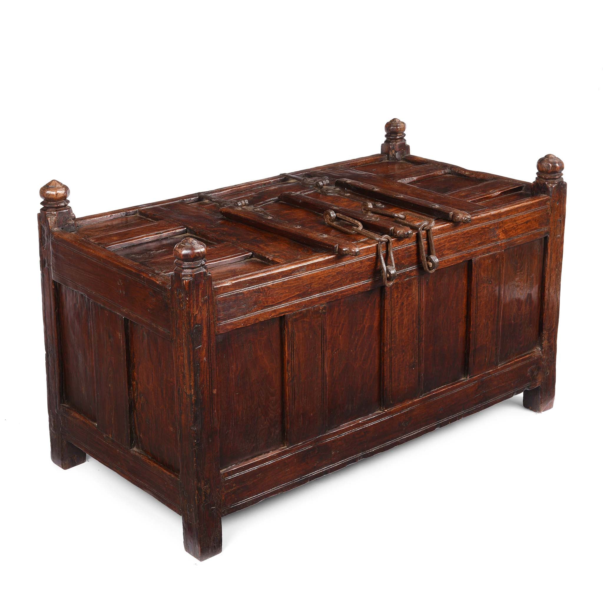 Teak Stick Chest From Banswara Tribal Area - 19thC - Image 3