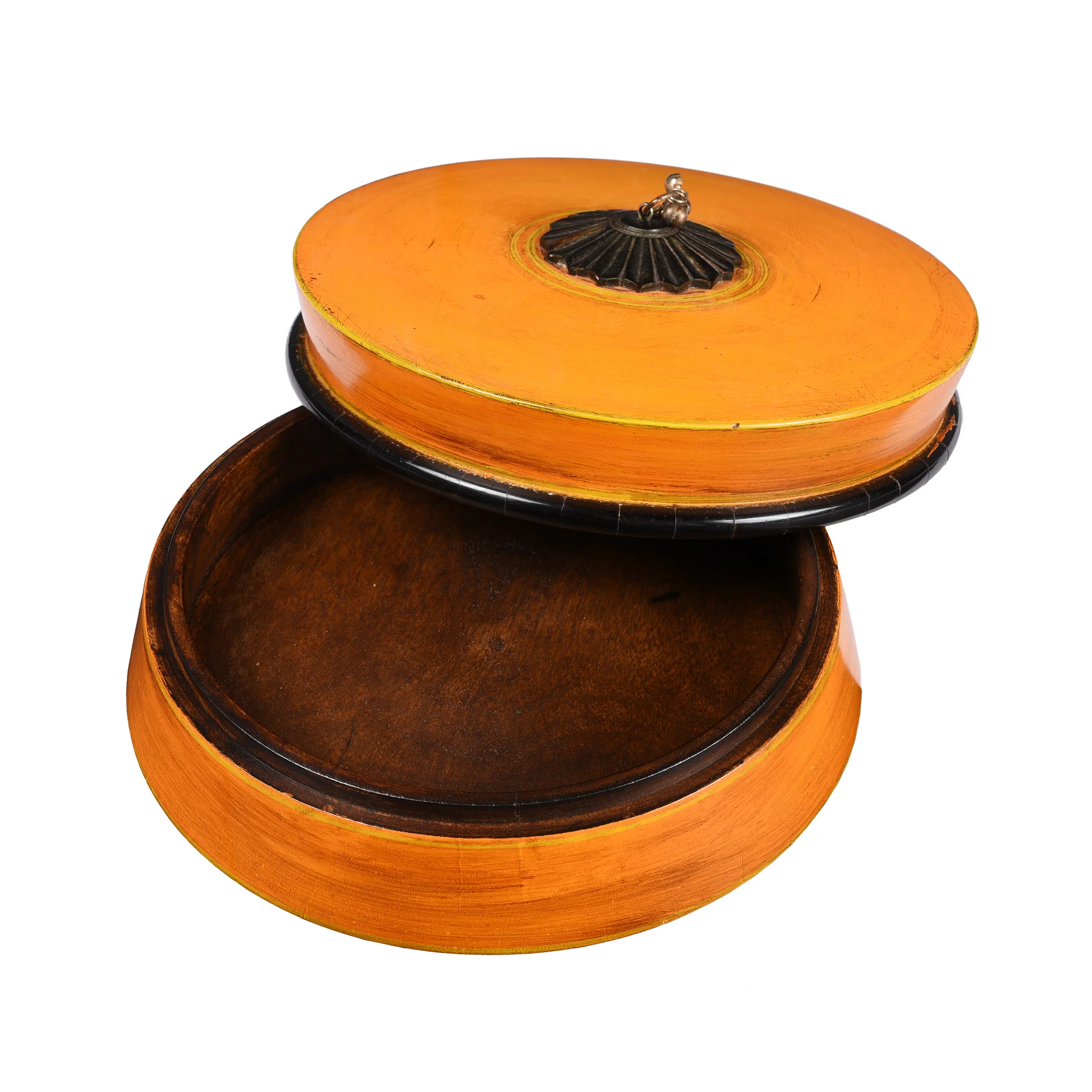 Indian Orange Lacquer Pot - Image 4