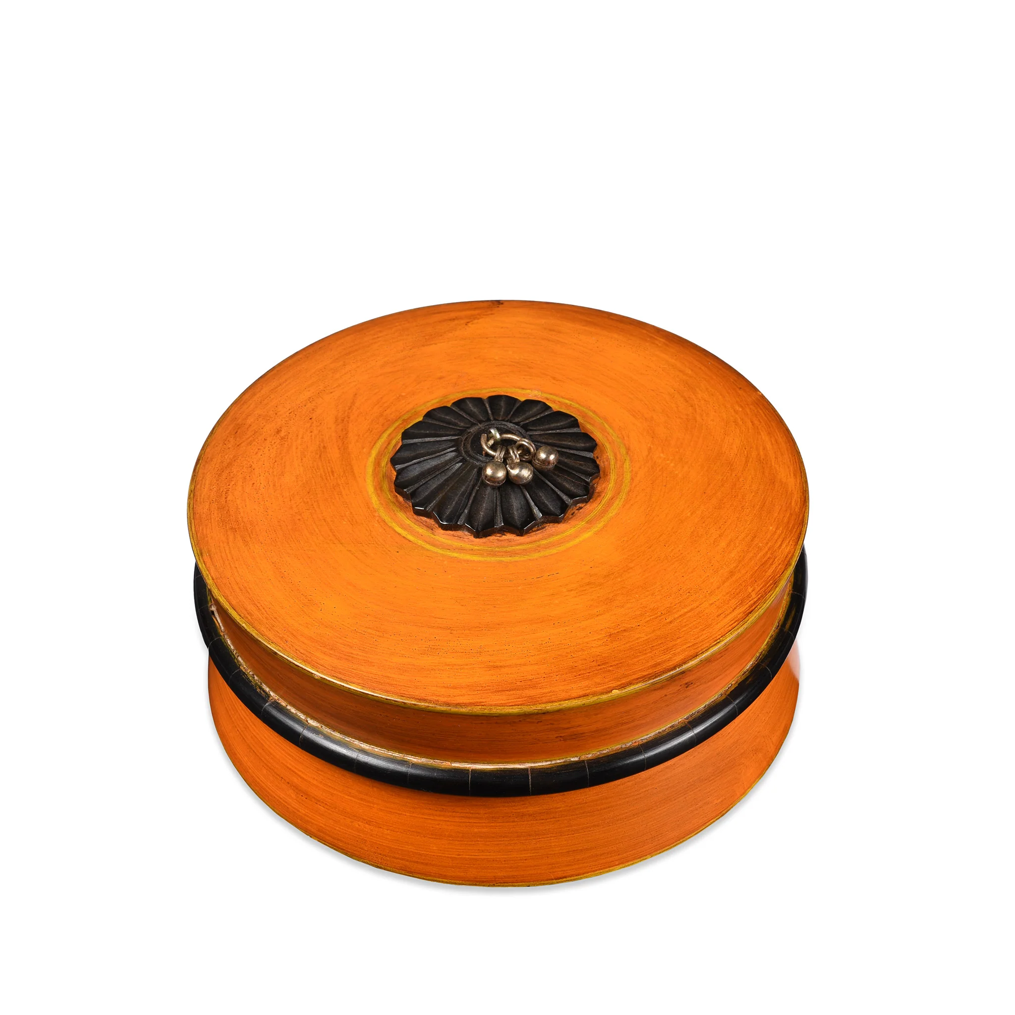 Indian Orange Lacquer Pot - Image 5