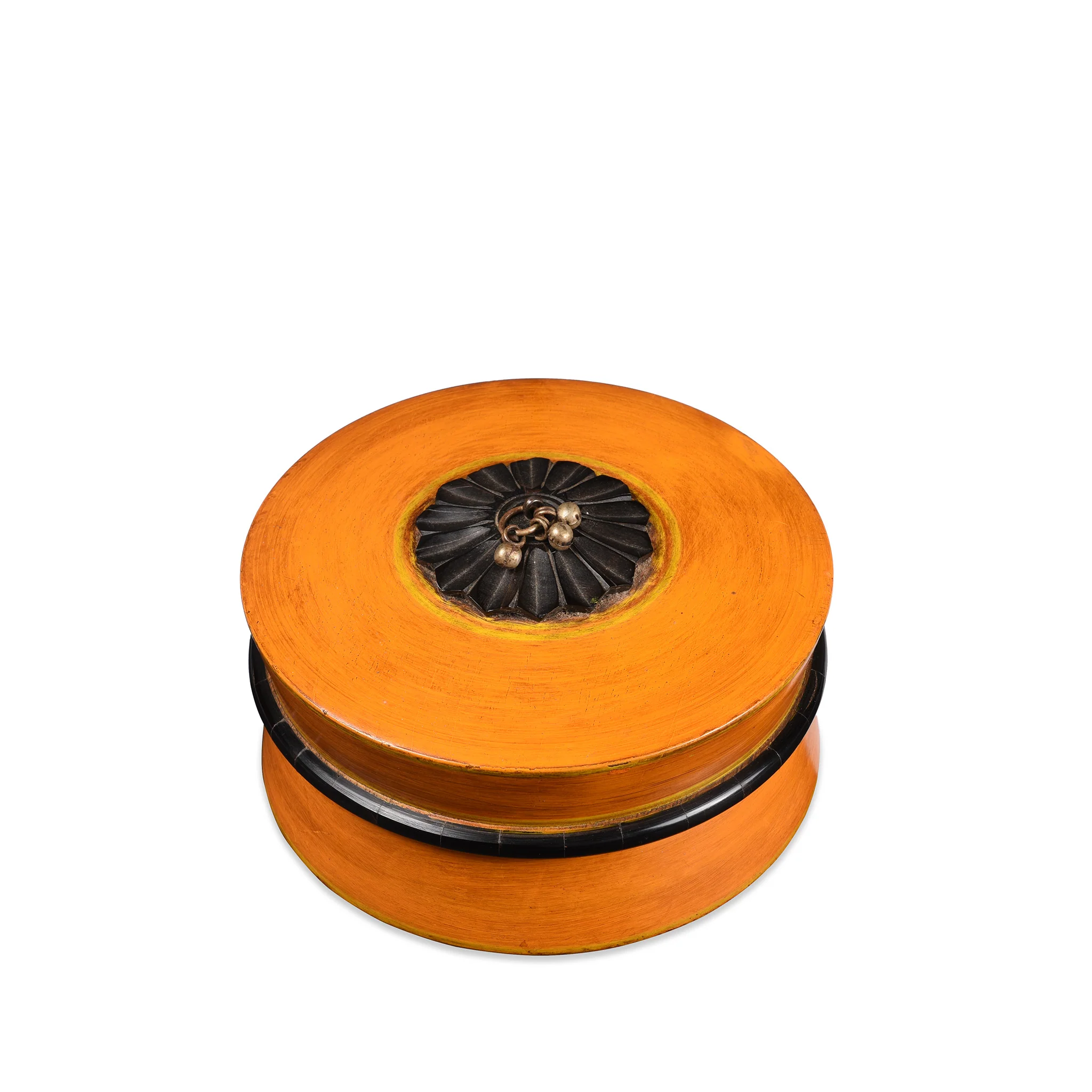 Indian Orange Lacquer Pot - Image 7