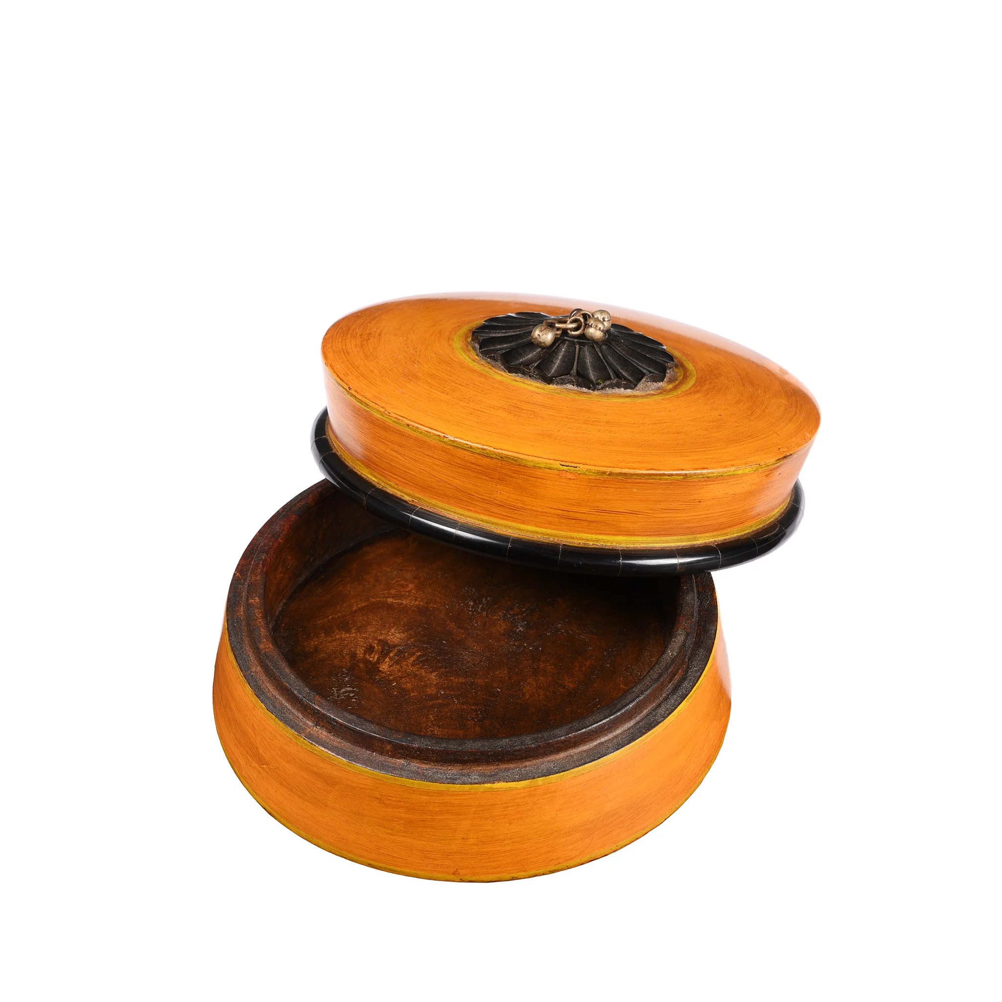 Indian Orange Lacquer Pot - Image 8