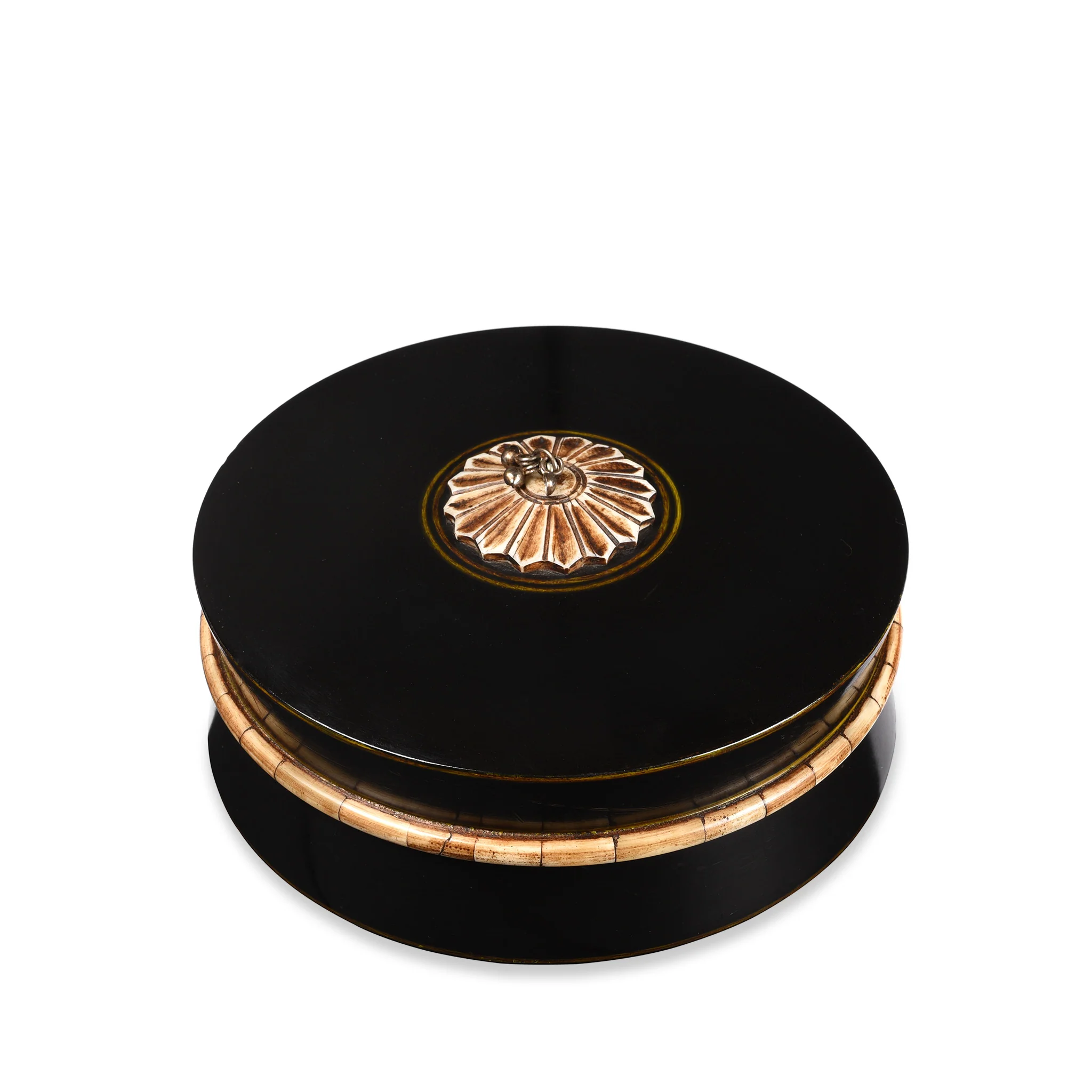 Indian Black Lacquer Pot - Image 3