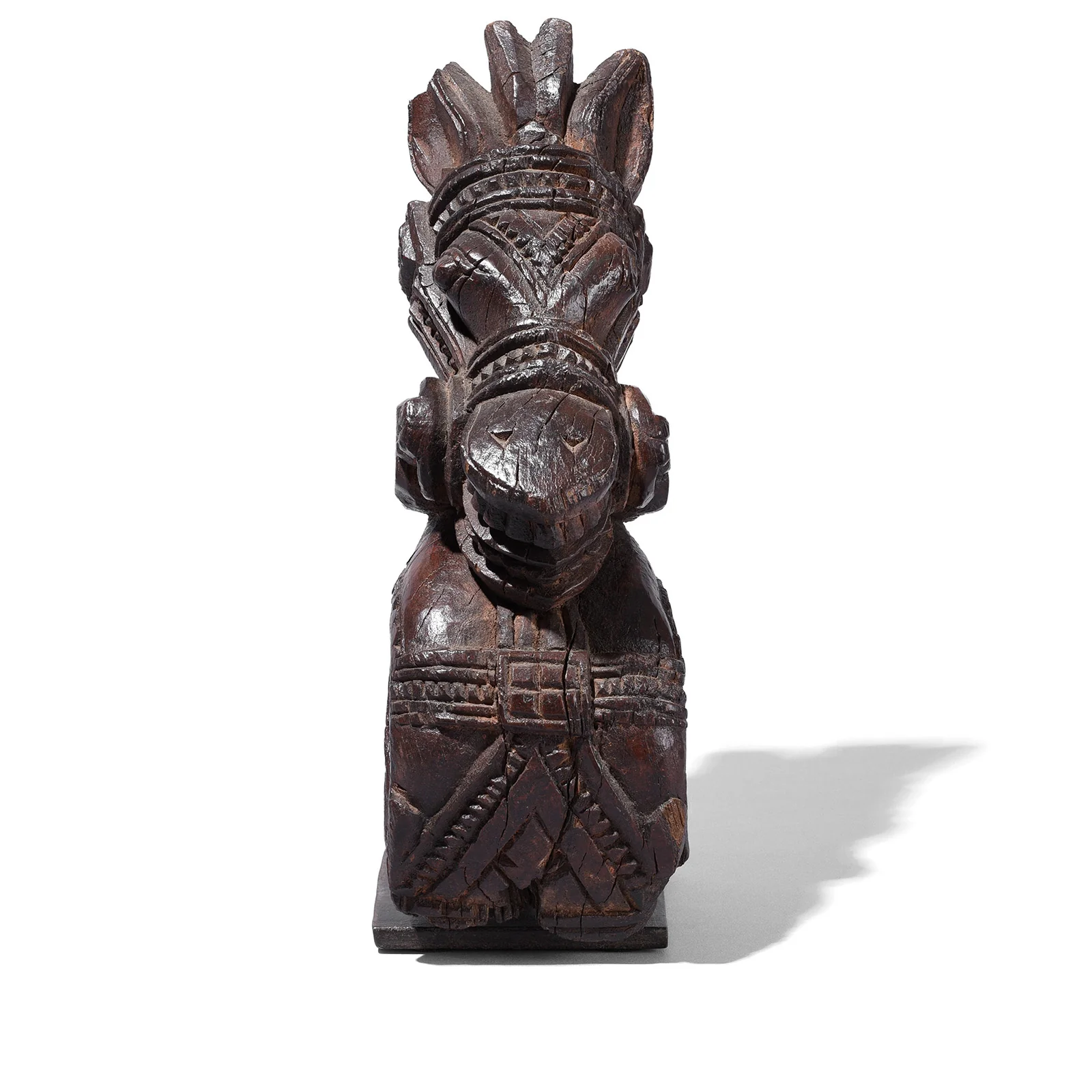 Carved Teakwood Horse Head from Gujarat - 19thC - Image 3