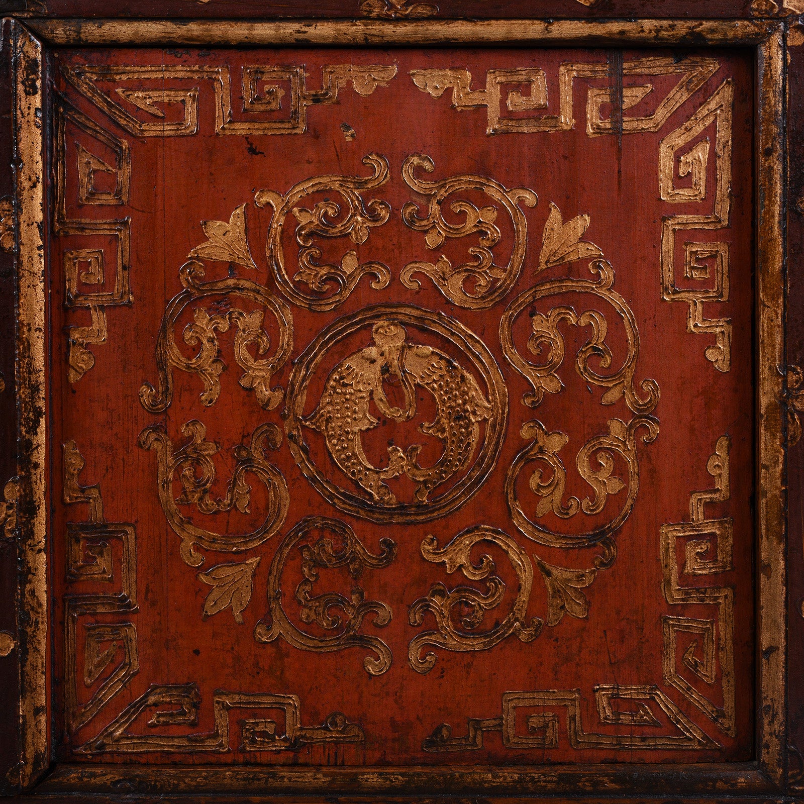 Red & Gold Painted Tibetan Altar Cabinet- 19th Century - Image 6