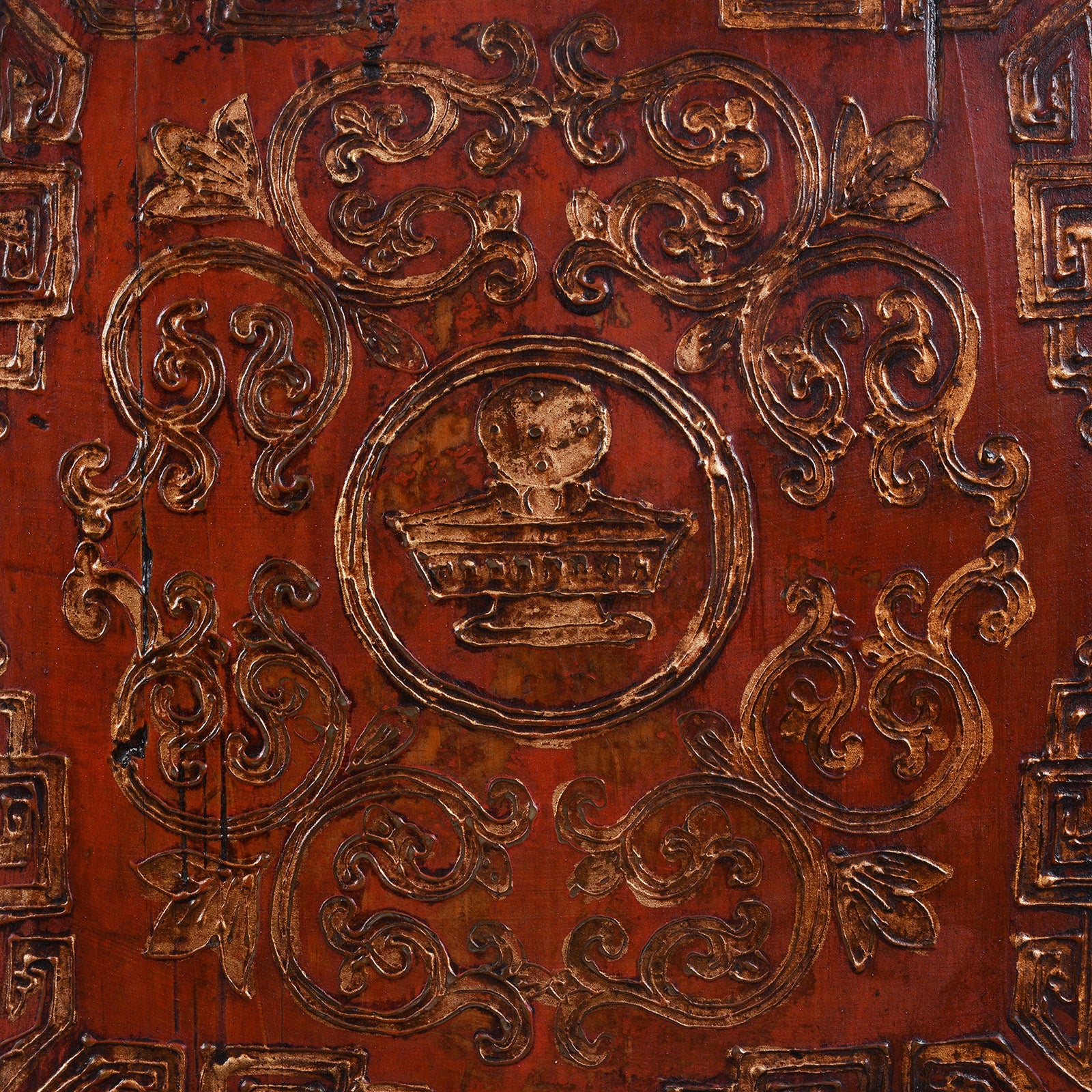 Red & Gold Painted Tibetan Altar Cabinet- 19th Century - Image 7