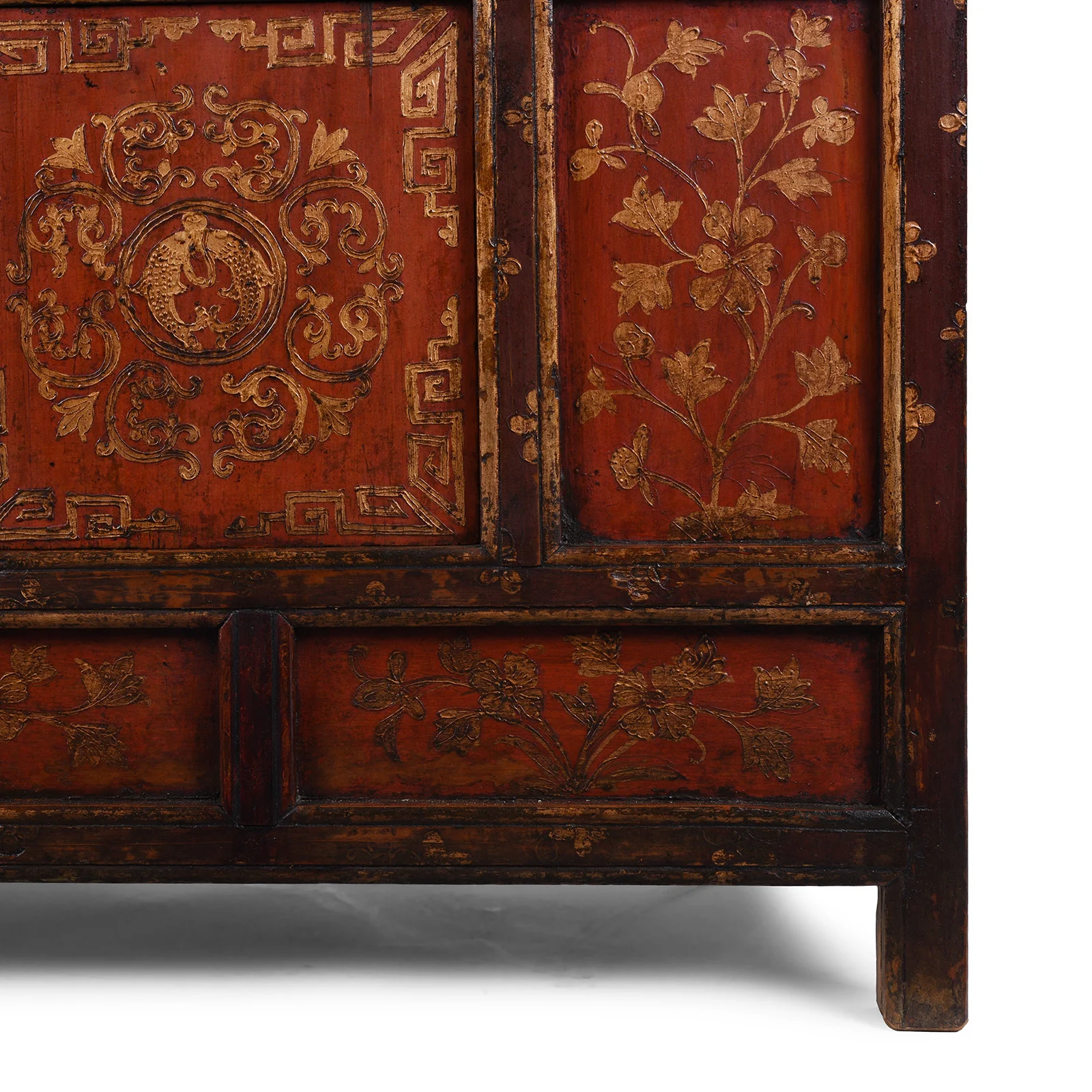 Red & Gold Painted Tibetan Altar Cabinet- 19th Century - Image 8