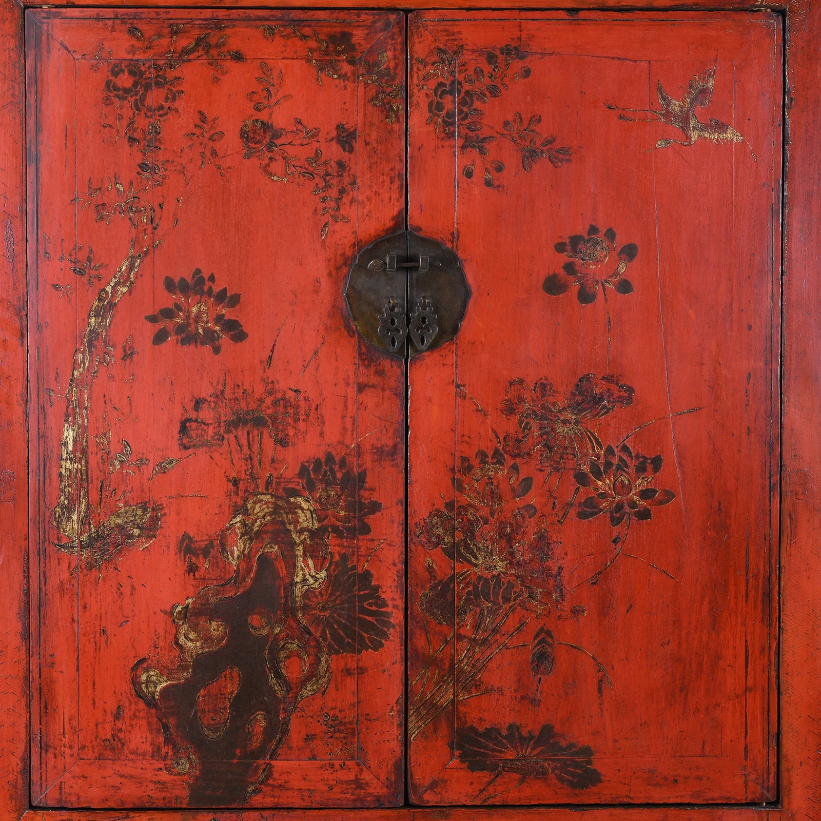 Red Lacquer Wedding Cabinet From Shanxi Province - 19th Century - Image 3