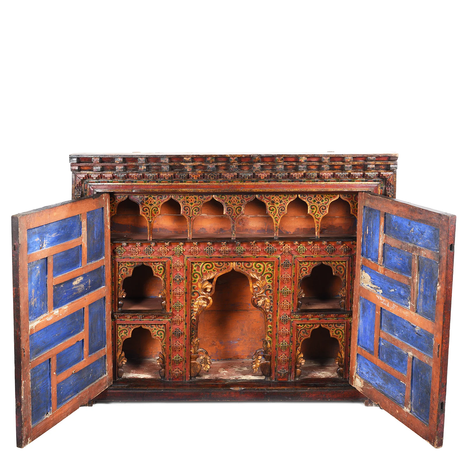 Painted Tibetan Chosham Shrine Cabinet - Early 19th Century - Image 3