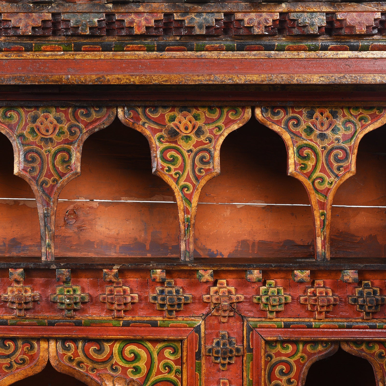 Painted Tibetan Chosham Shrine Cabinet - Early 19th Century - Image 8
