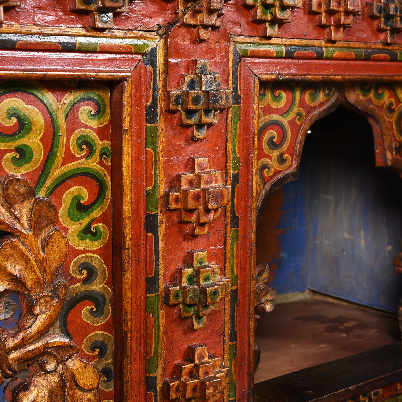Painted Tibetan Chosham Shrine Cabinet - Early 19th Century - Image 9