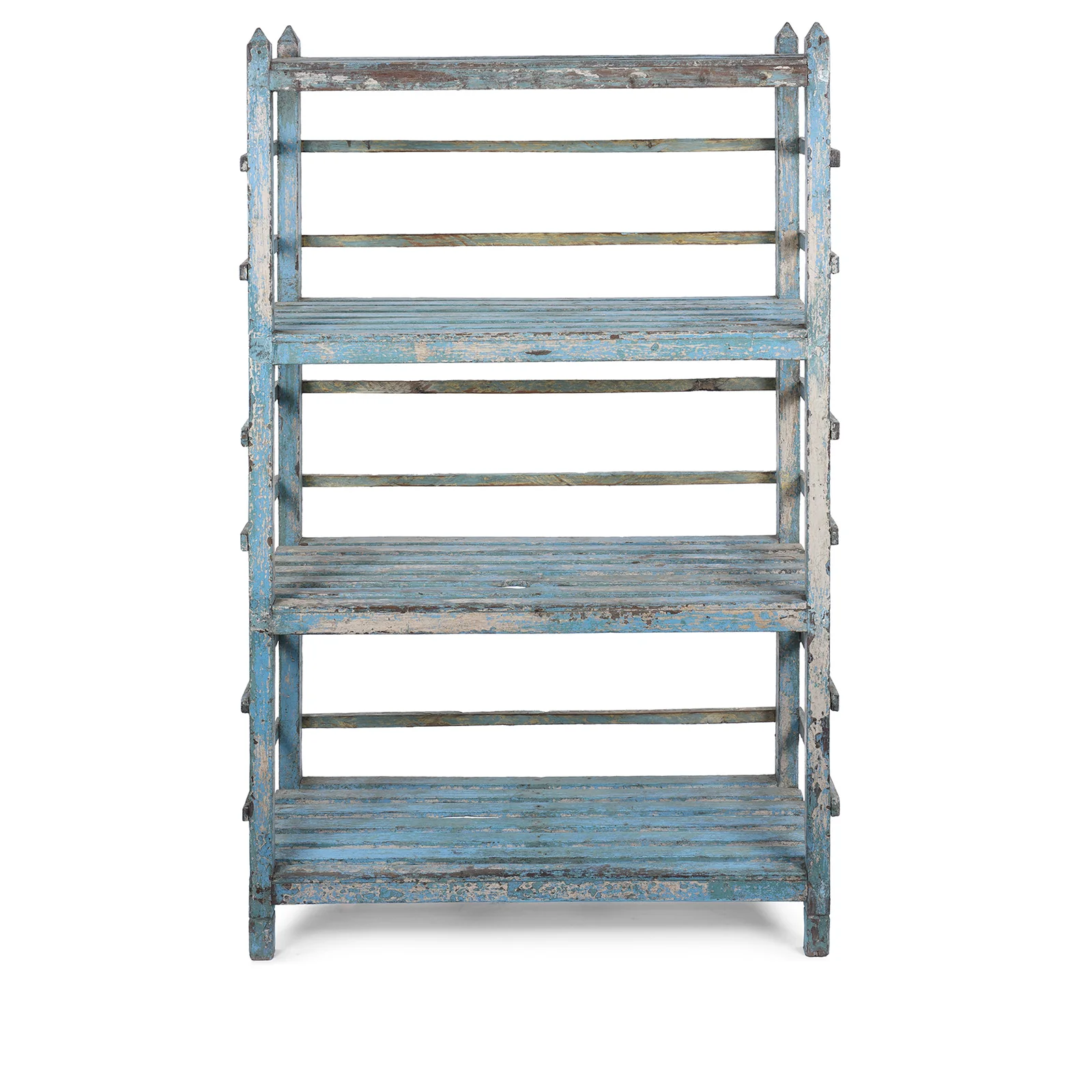 Slatted Blue Painted Shelf From Gujarat - Ca 1930 - Image 3