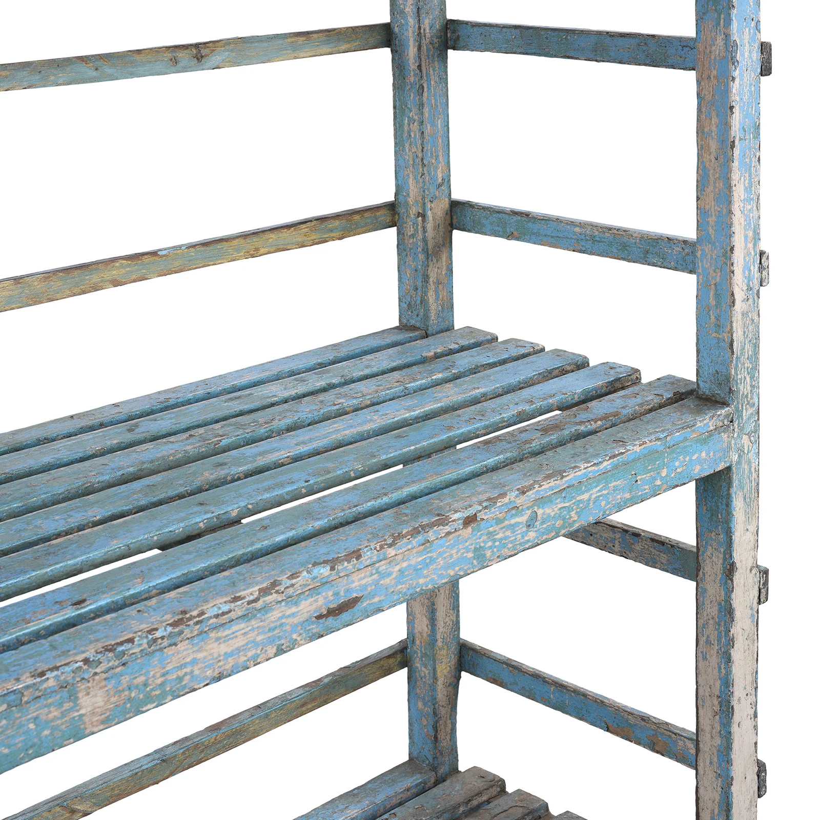 Slatted Blue Painted Shelf From Gujarat - Ca 1930 - Image 5