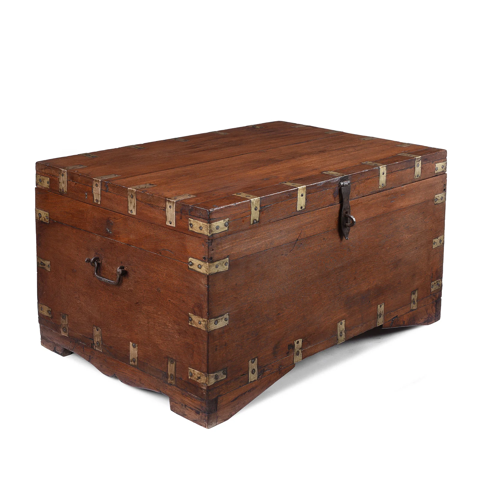 Brass Bound Indian Teak Military Chest - 19th Century - Image 7