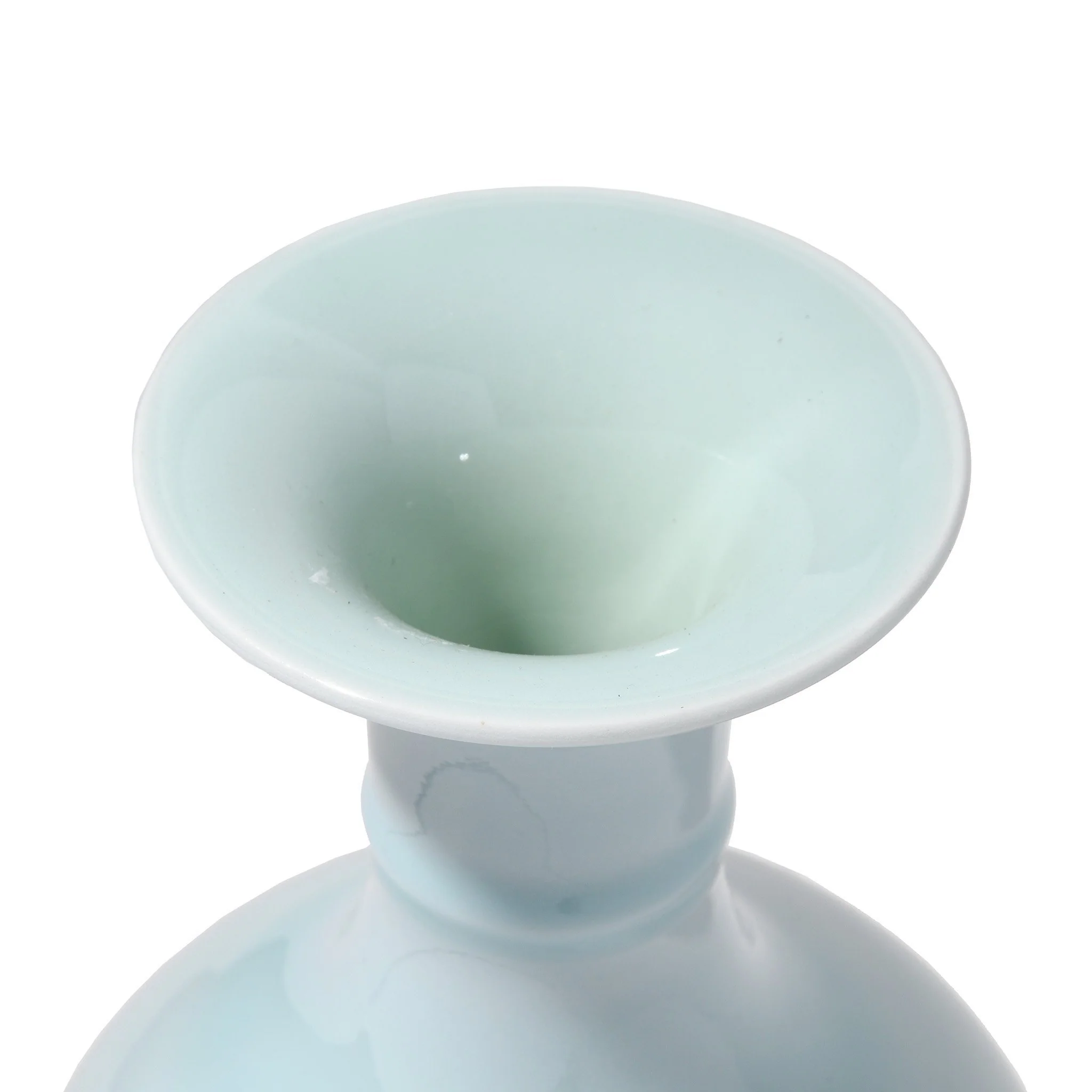 Pale Blue Porcelain Vase - Flower Design - Image 3