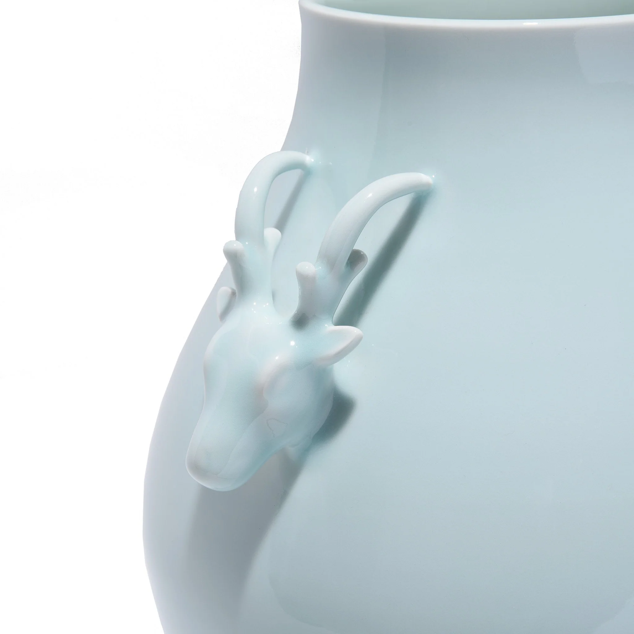 Celadon Porcelain Deer Handle Vase - Image 3
