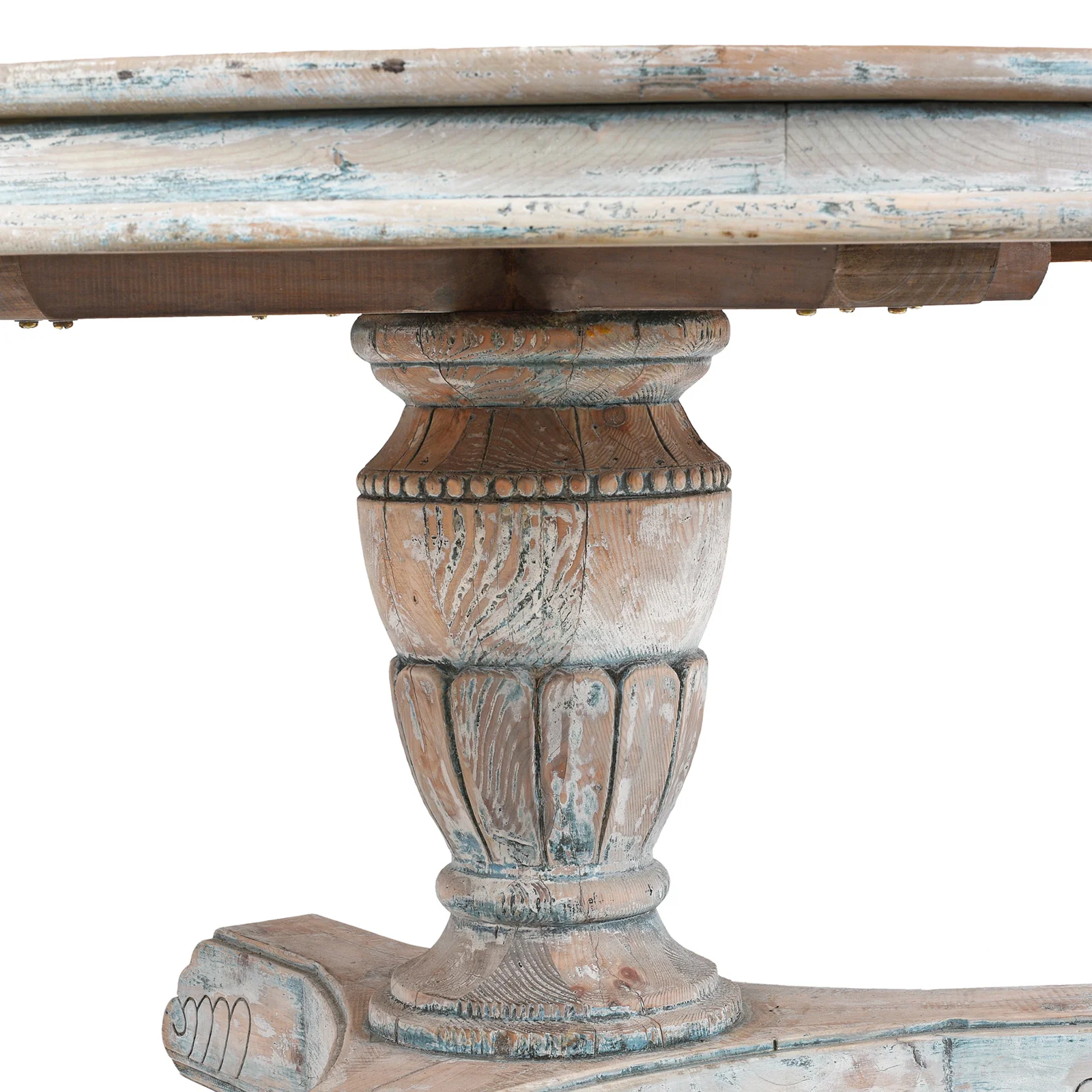 Round Pedestal Dining Table Made From Old Painted Pine - Image 5