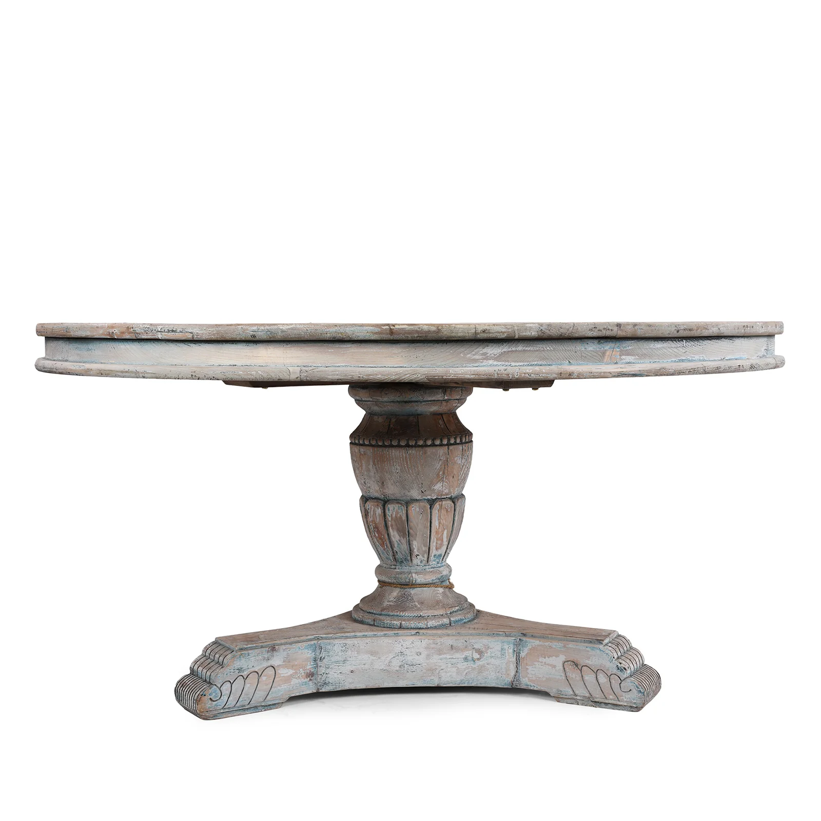 Round Pedestal Dining Table Made From Old Painted Pine - Image 7