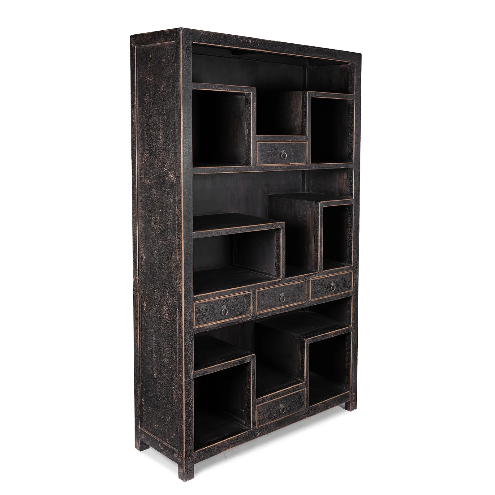 Black Shelving Unit Made From Old Pine - Image 3