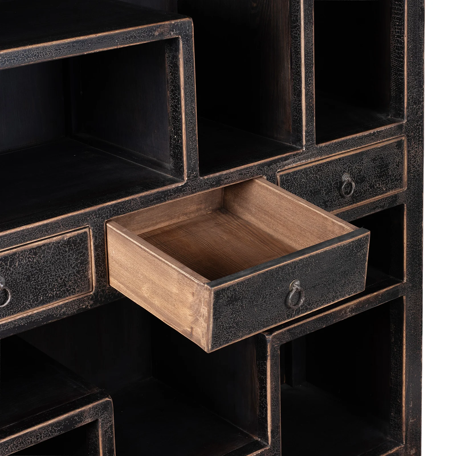 Black Shelving Unit Made From Old Pine - Image 6