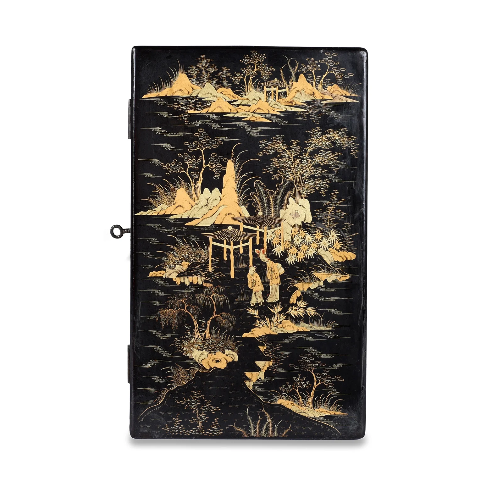 Gilt Black Lacquer Chinese Export Table Cabinet - Early 19th Century - Image 8