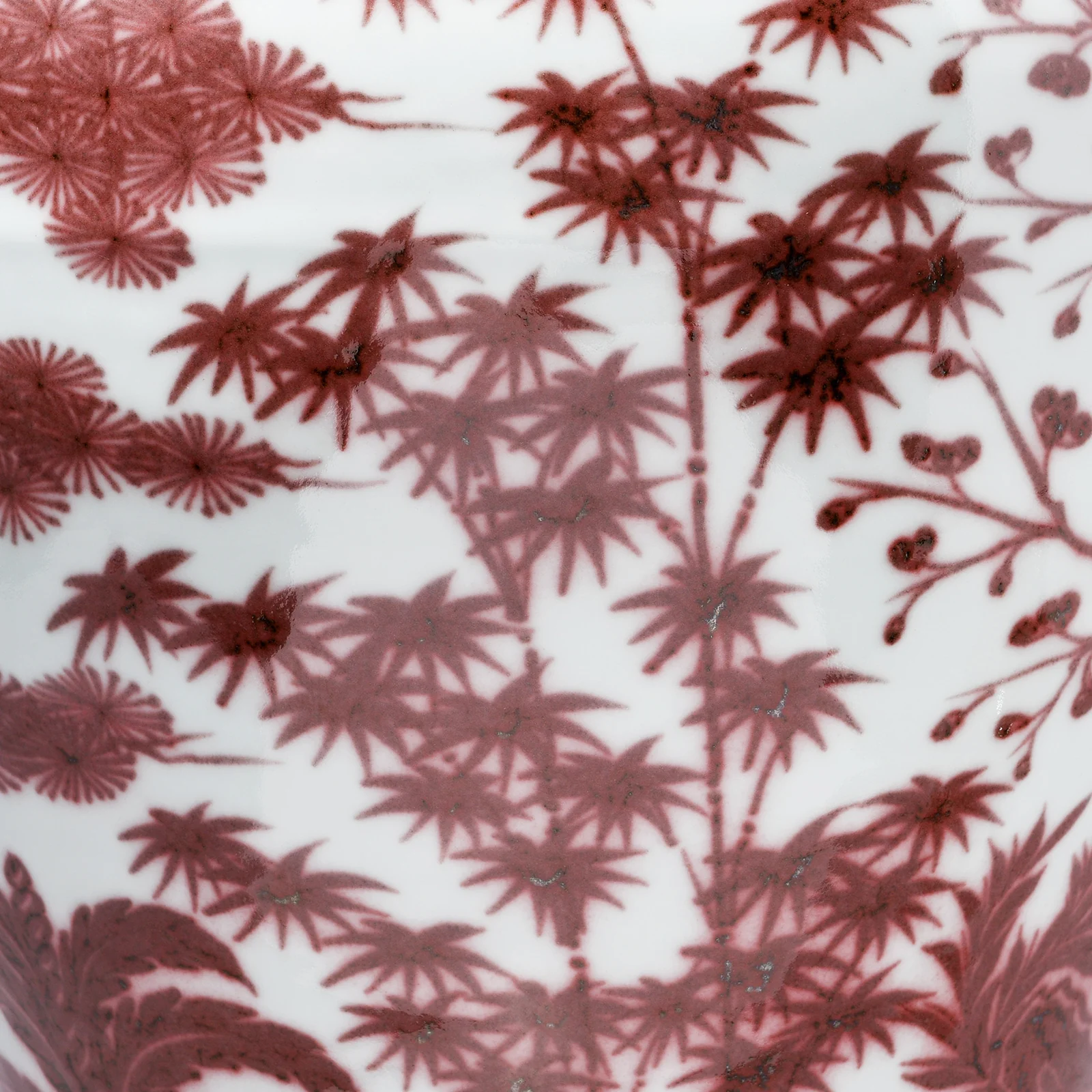 Copper Red Porcelain Temple Jar - Four Tree Design - Image 4