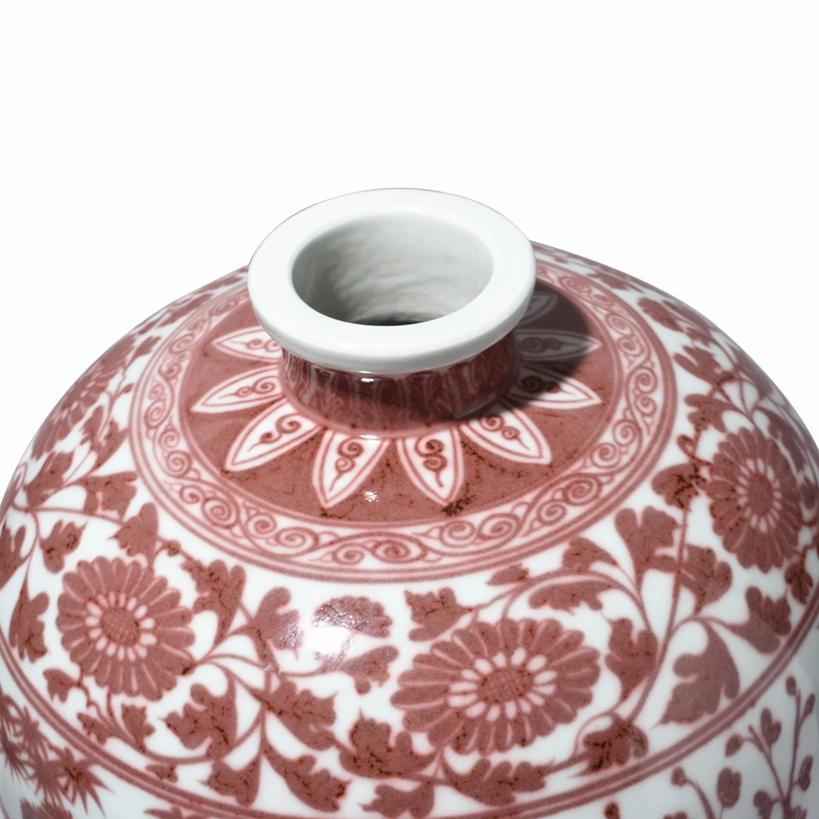 Copper Red Porcelain Temple Jar - Four Tree Design - Image 5