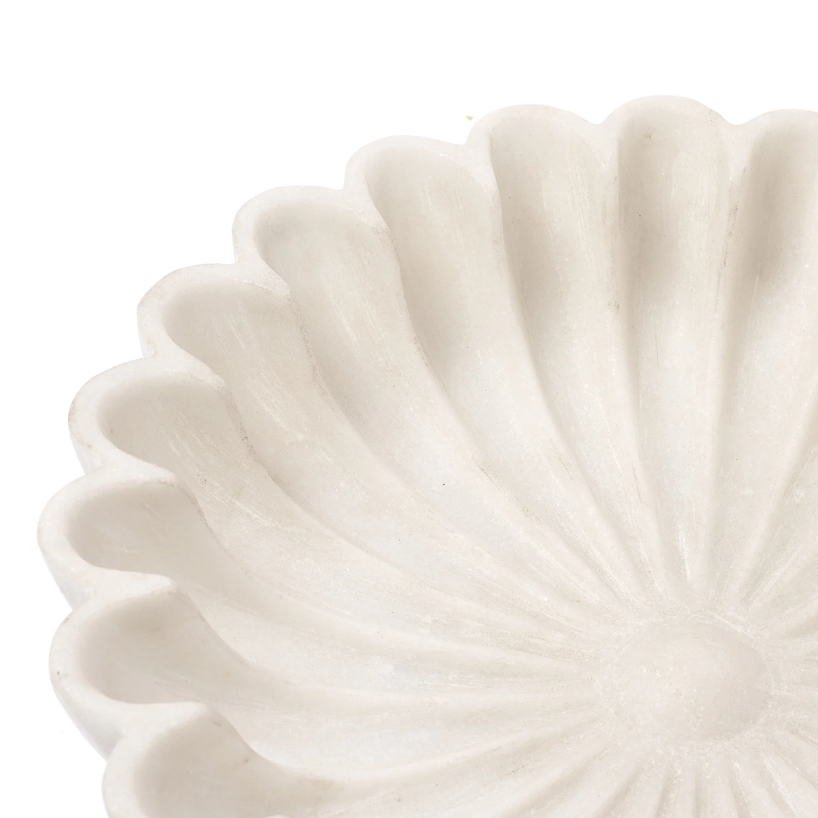 White Marble Scalloped Decorative Bowl - Image 3