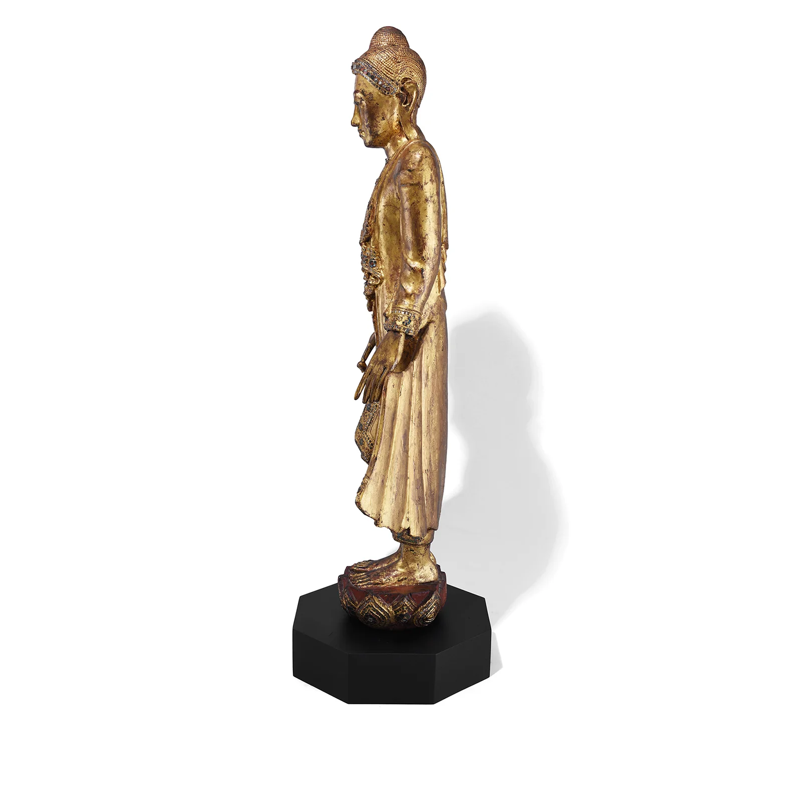 Gilded Teak Mandalay Standing Buddha - Ca 1930's - Image 3