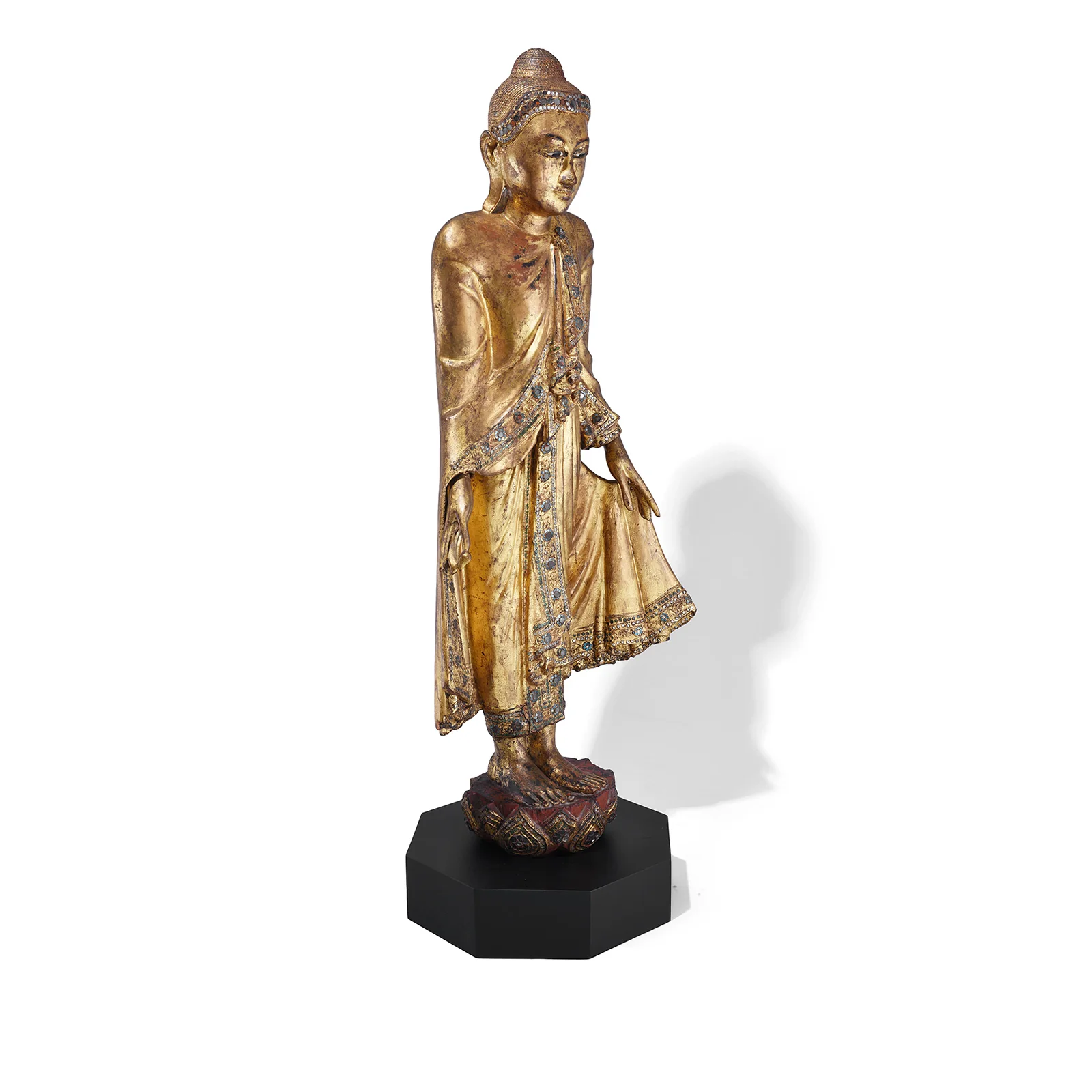 Gilded Teak Mandalay Standing Buddha - Ca 1930's - Image 4