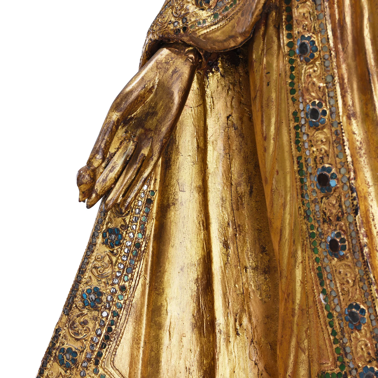 Gilded Teak Mandalay Standing Buddha - Ca 1930's - Image 6