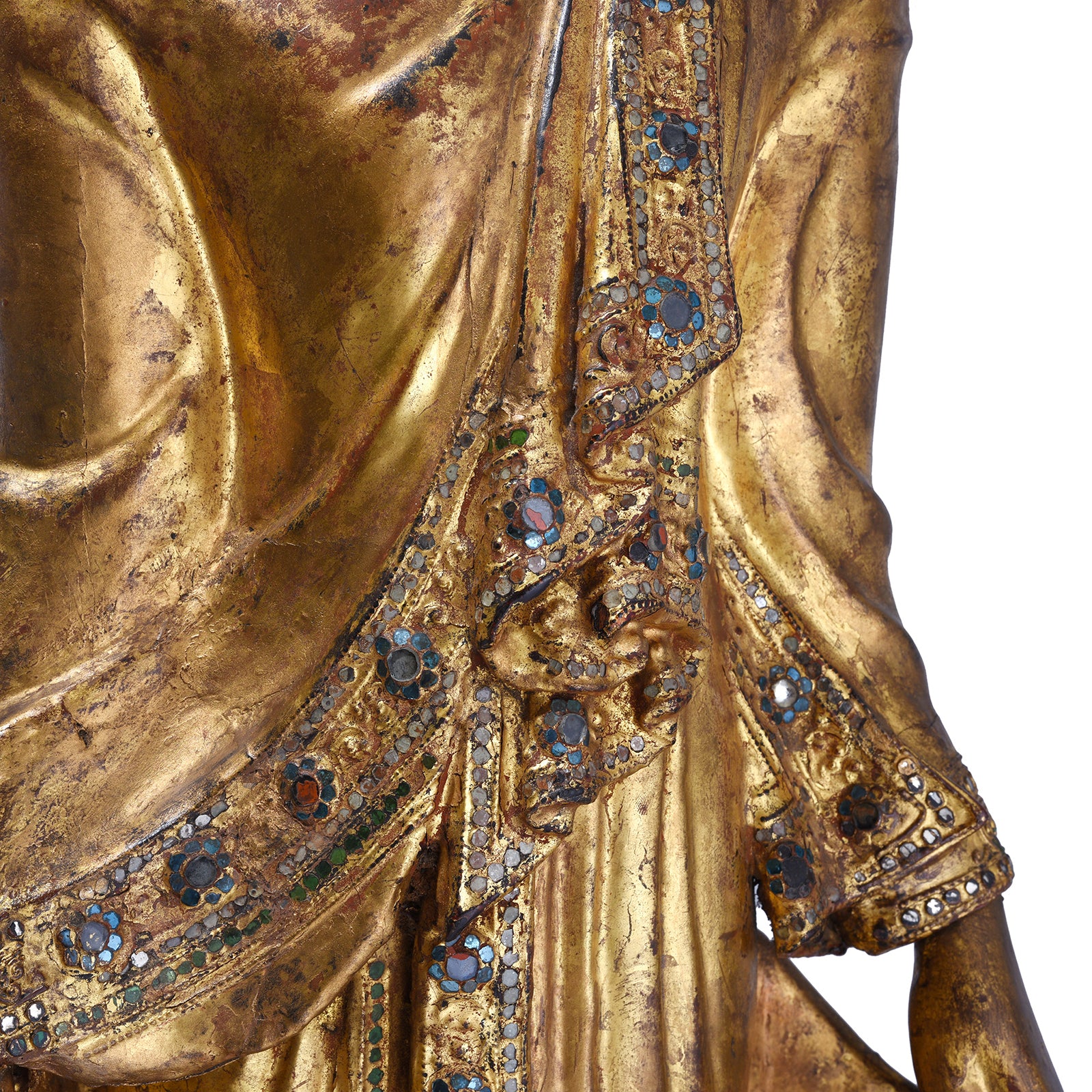 Gilded Teak Mandalay Standing Buddha - Ca 1930's - Image 9