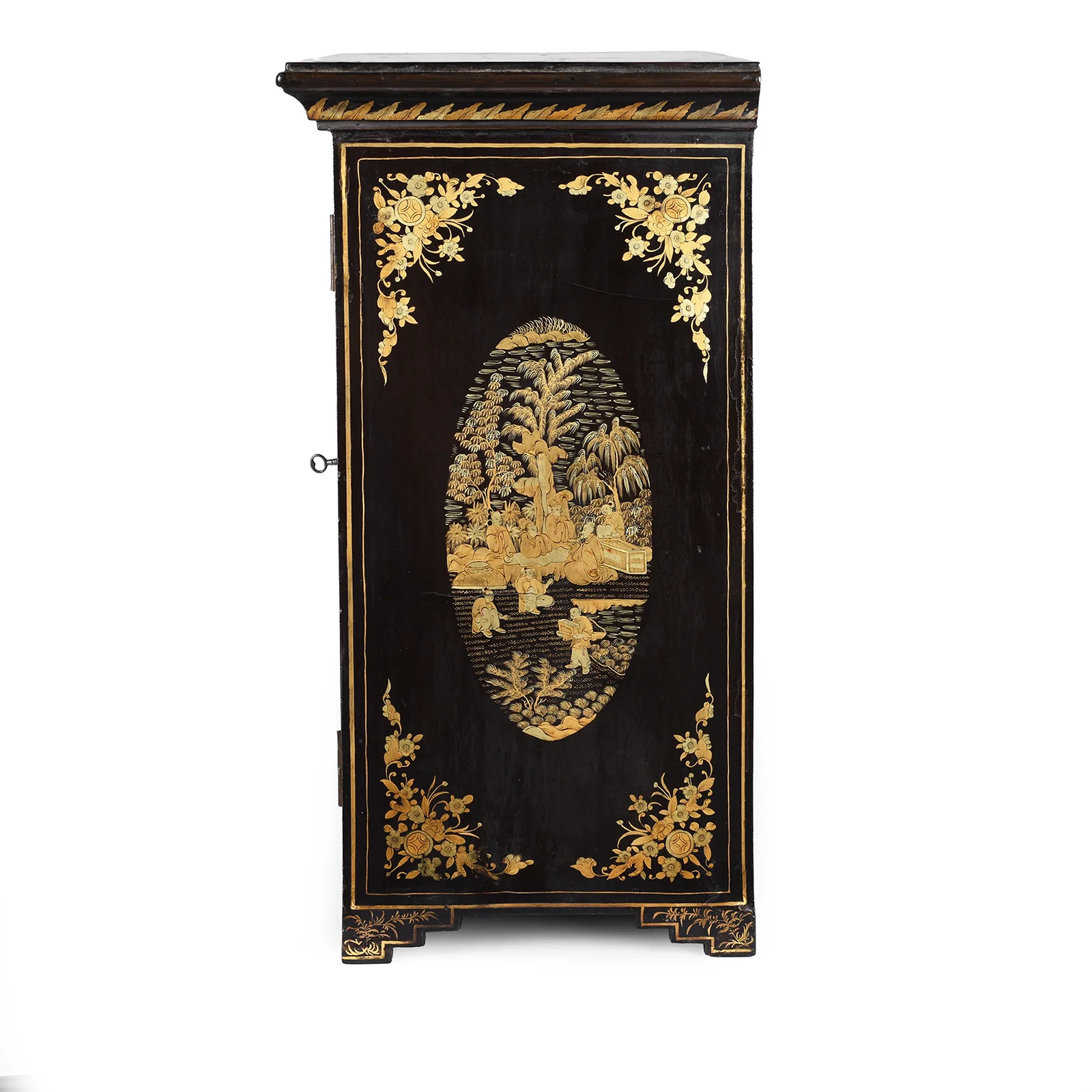 Gilt Black Lacquer Chinese Export Table Cabinet - Early 19th Century - Image 11