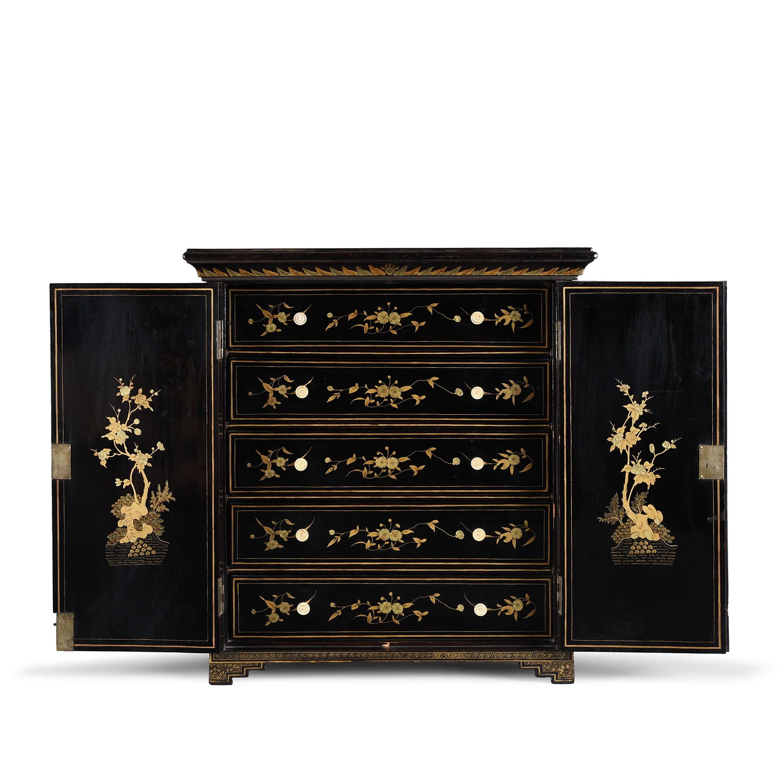 Gilt Black Lacquer Chinese Export Table Cabinet - Early 19th Century - Image 3