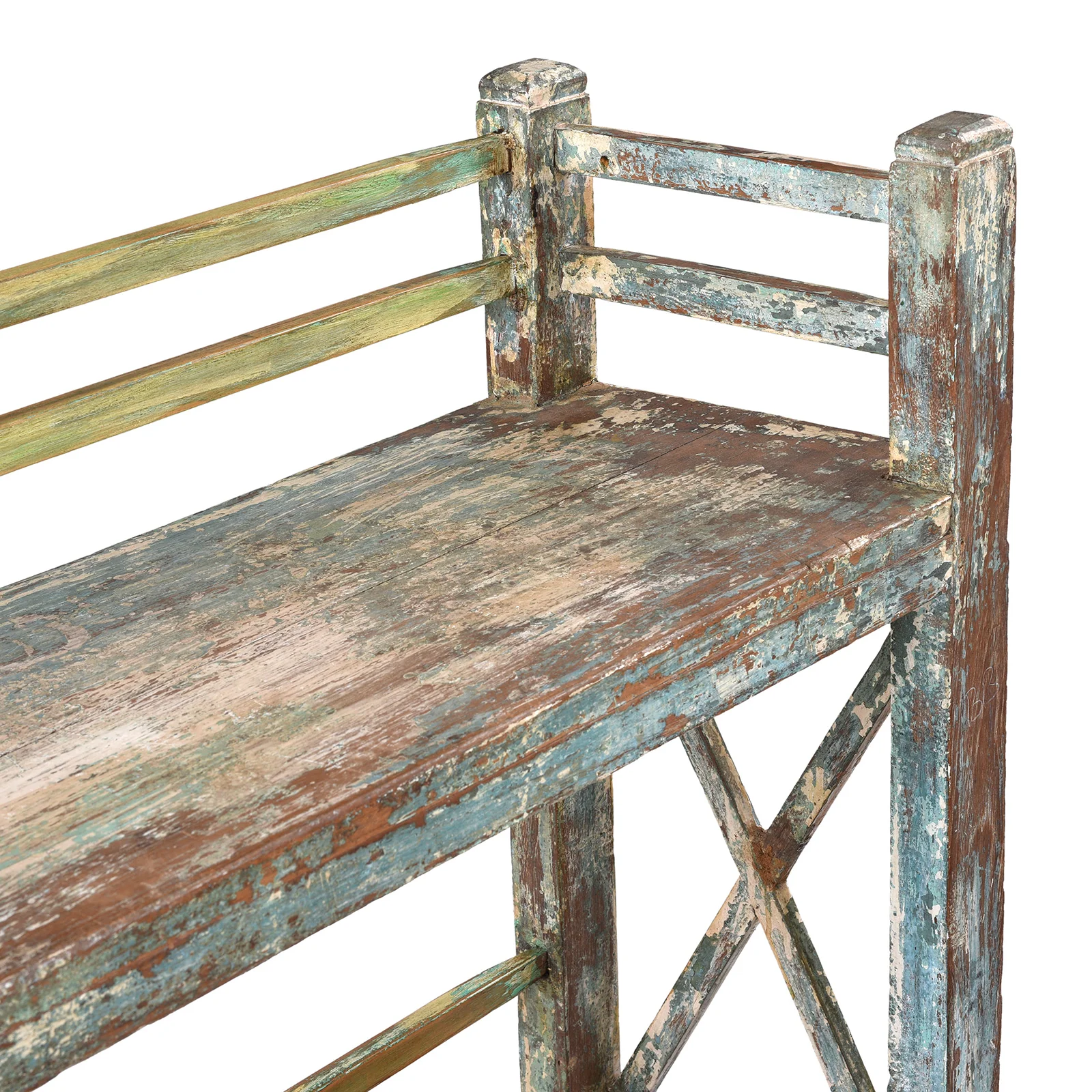 Painted Indian Teak Shelf - Ca 1920 - Image 4