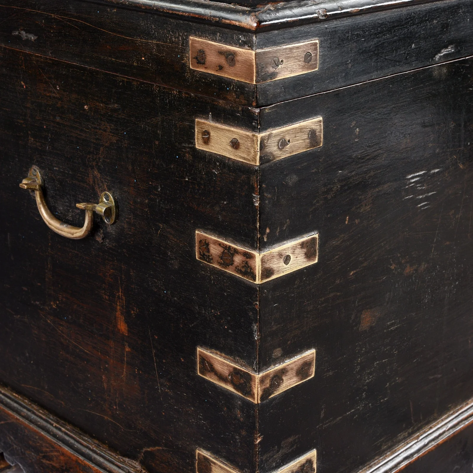 Black Painted Indian Military Chest - 19th Century - Image 7