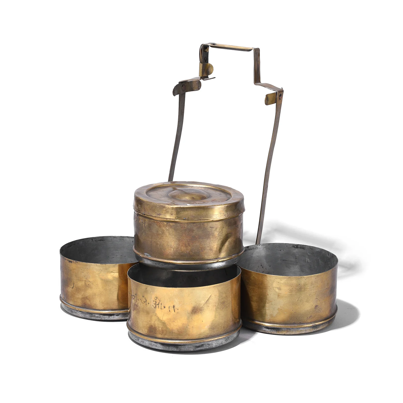 4 Tier Indian Vintage Brass Tiffin Box Set - Ca 1920 - Image 4