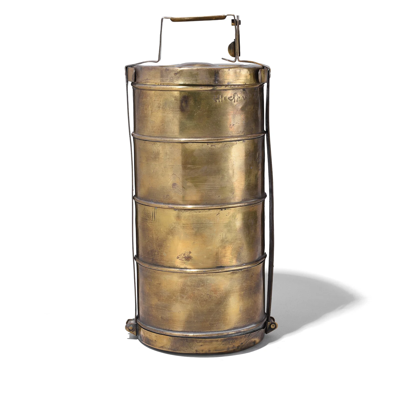 4 Tier Indian Vintage Brass Tiffin Box Set - Ca 1920 - Image 8
