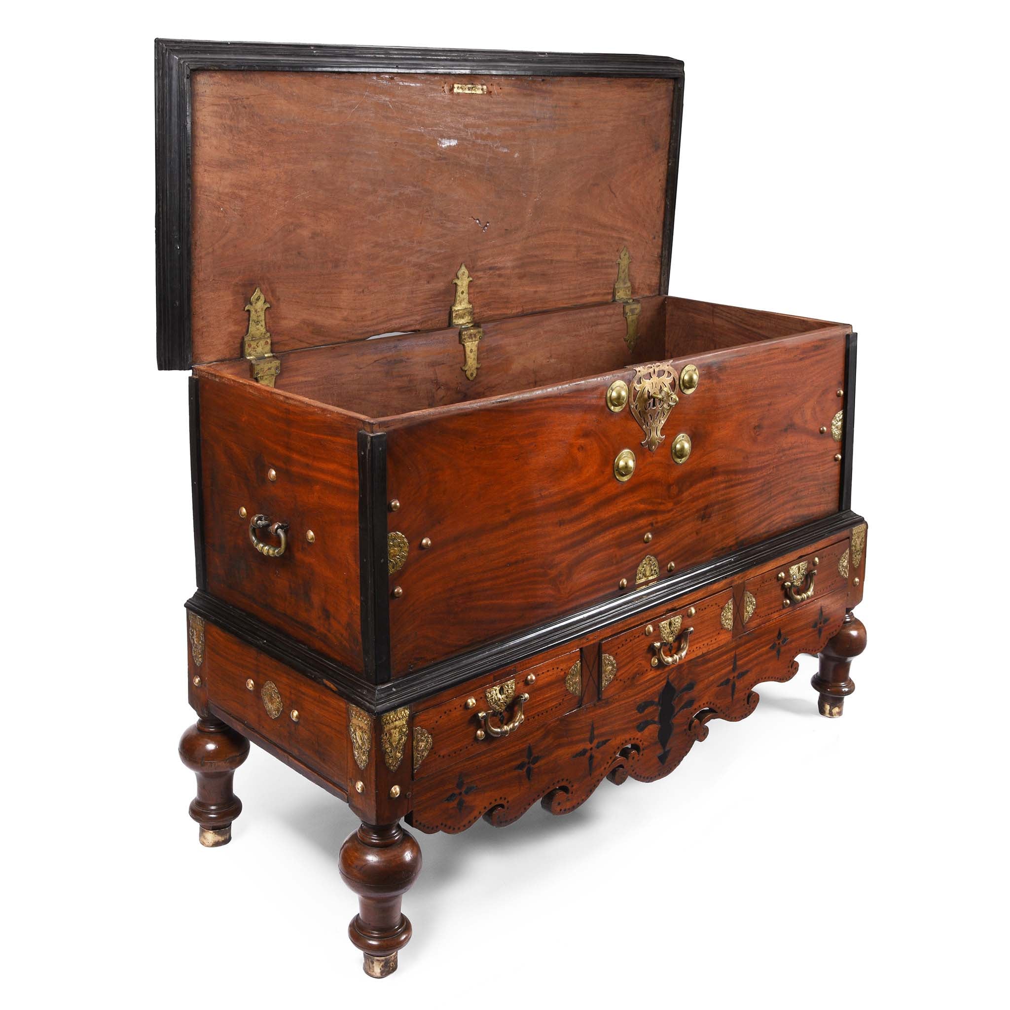 Dutch Colonial Chest on Stand From Ceylon -18th Century - Image 3