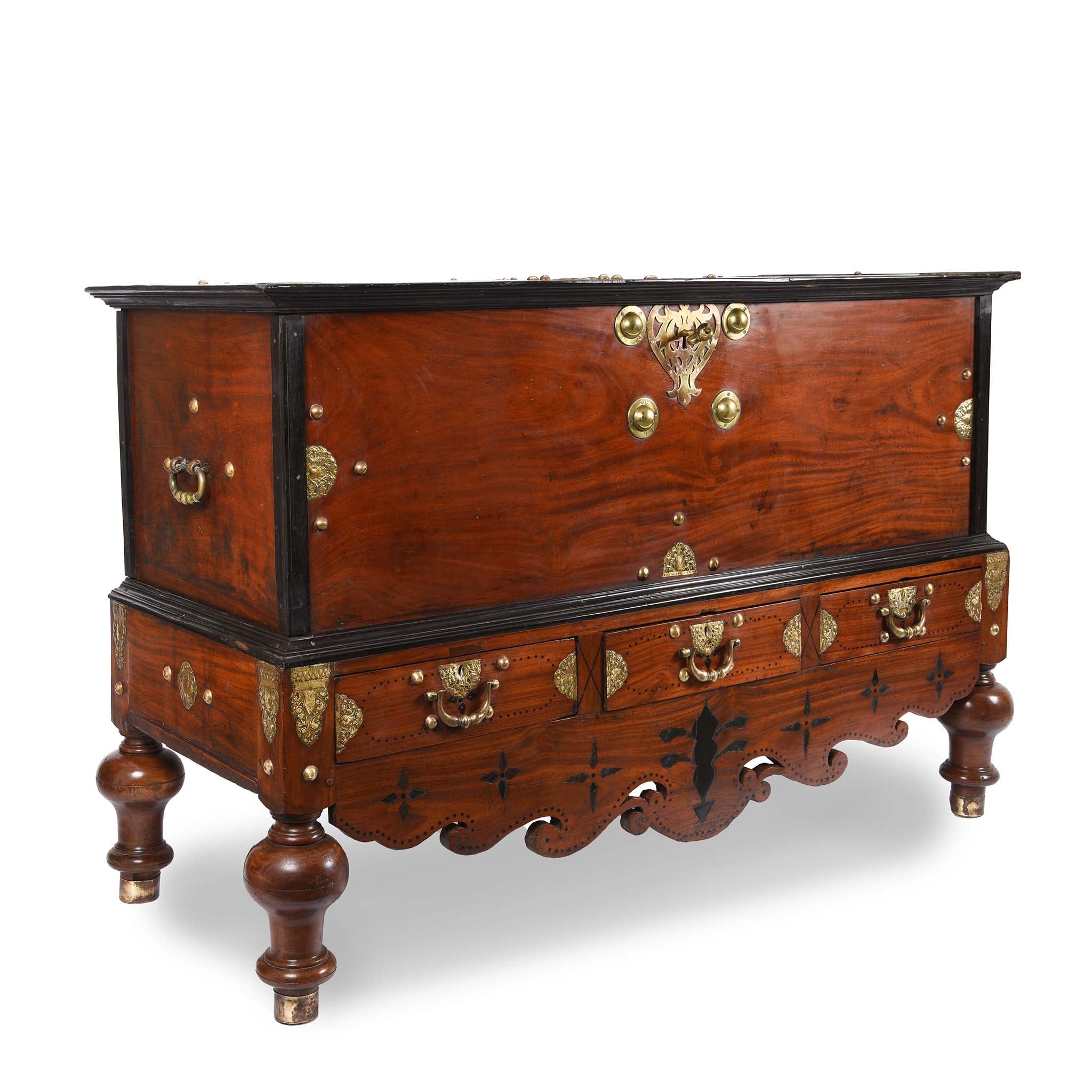 Dutch Colonial Chest on Stand From Ceylon -18th Century - Image 4