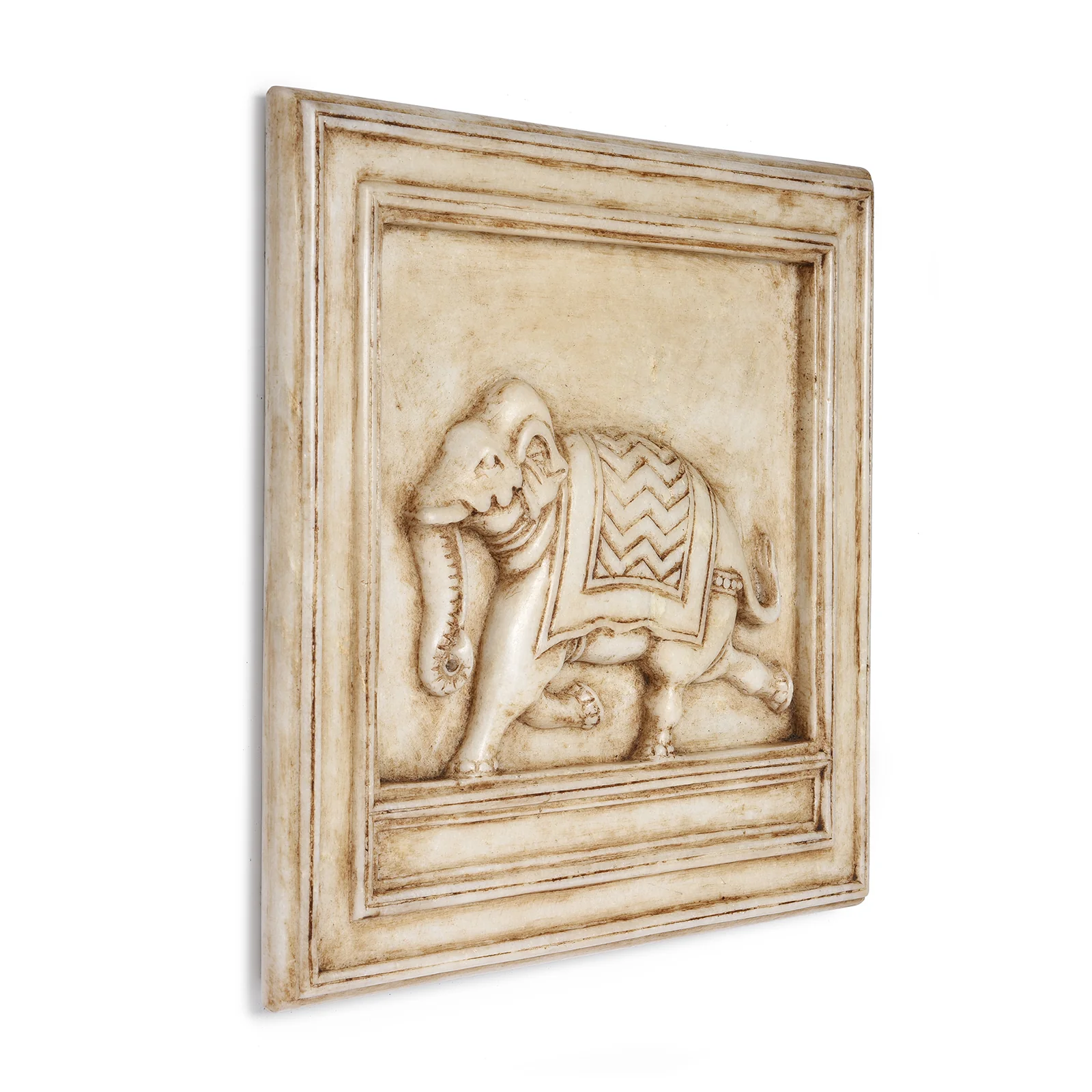 White Marble Mughal Style Elephant Panel - Image 6