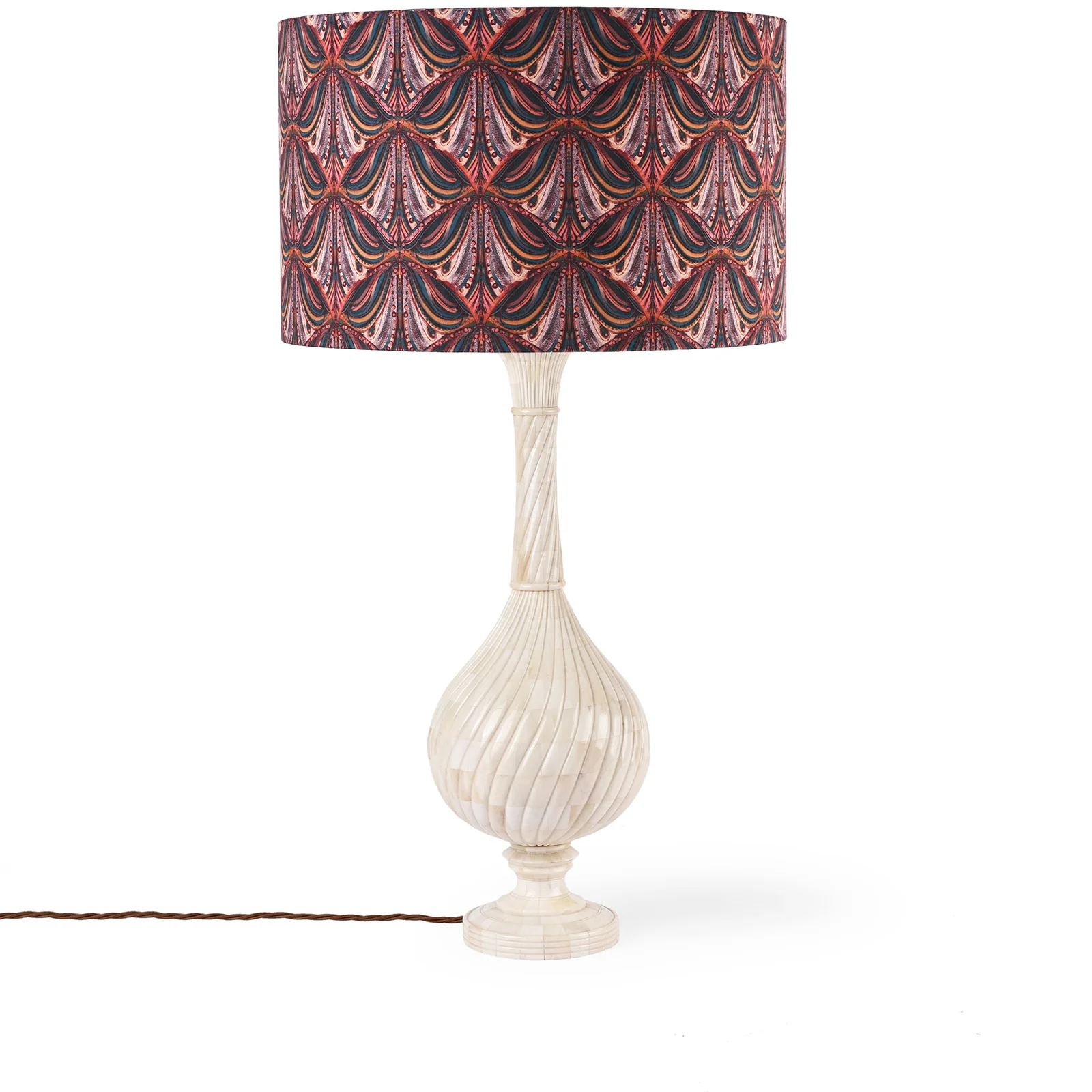 Mughal Swirl Bone Inlay Table Lamp - Image 8