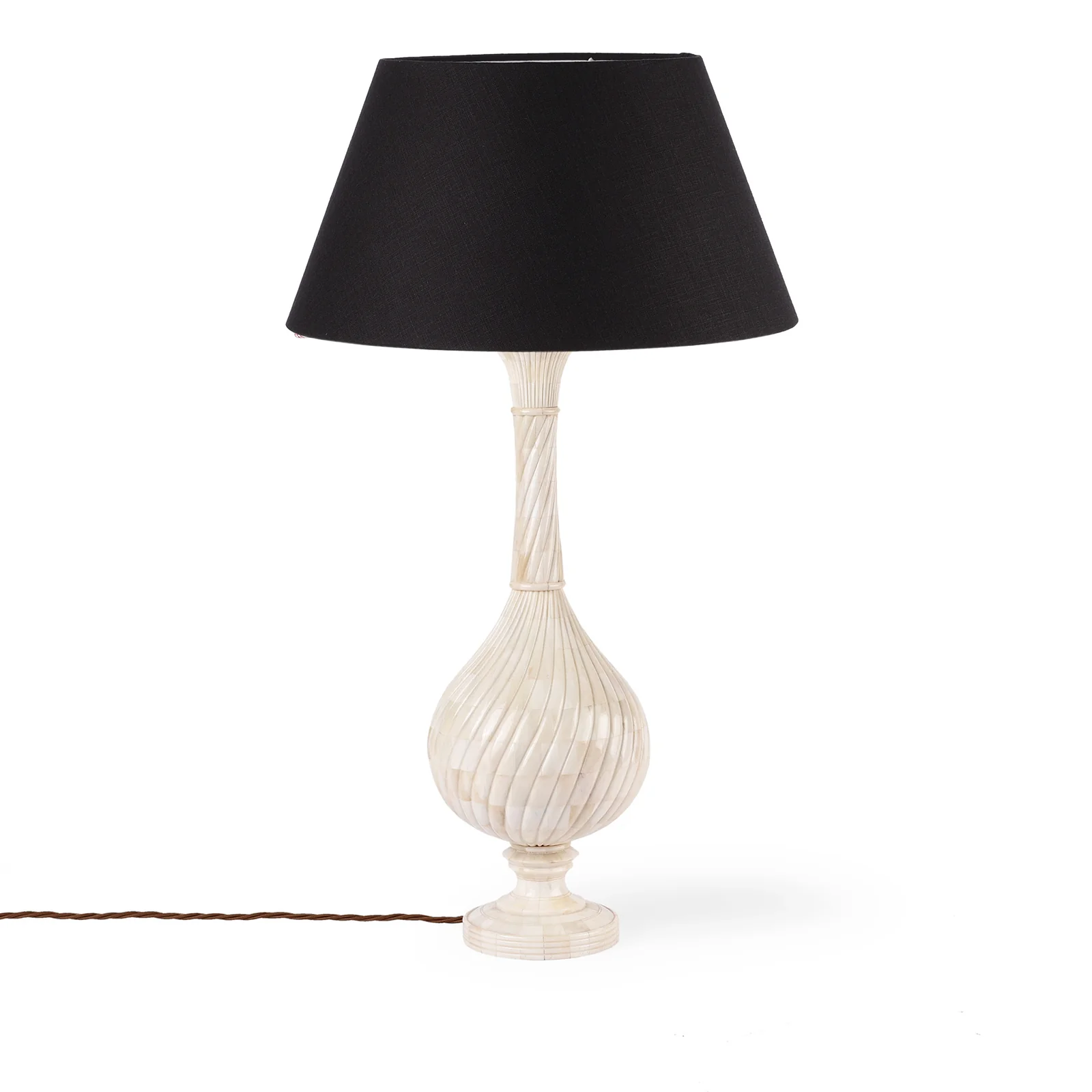 Mughal Swirl Bone Inlay Table Lamp - Image 9