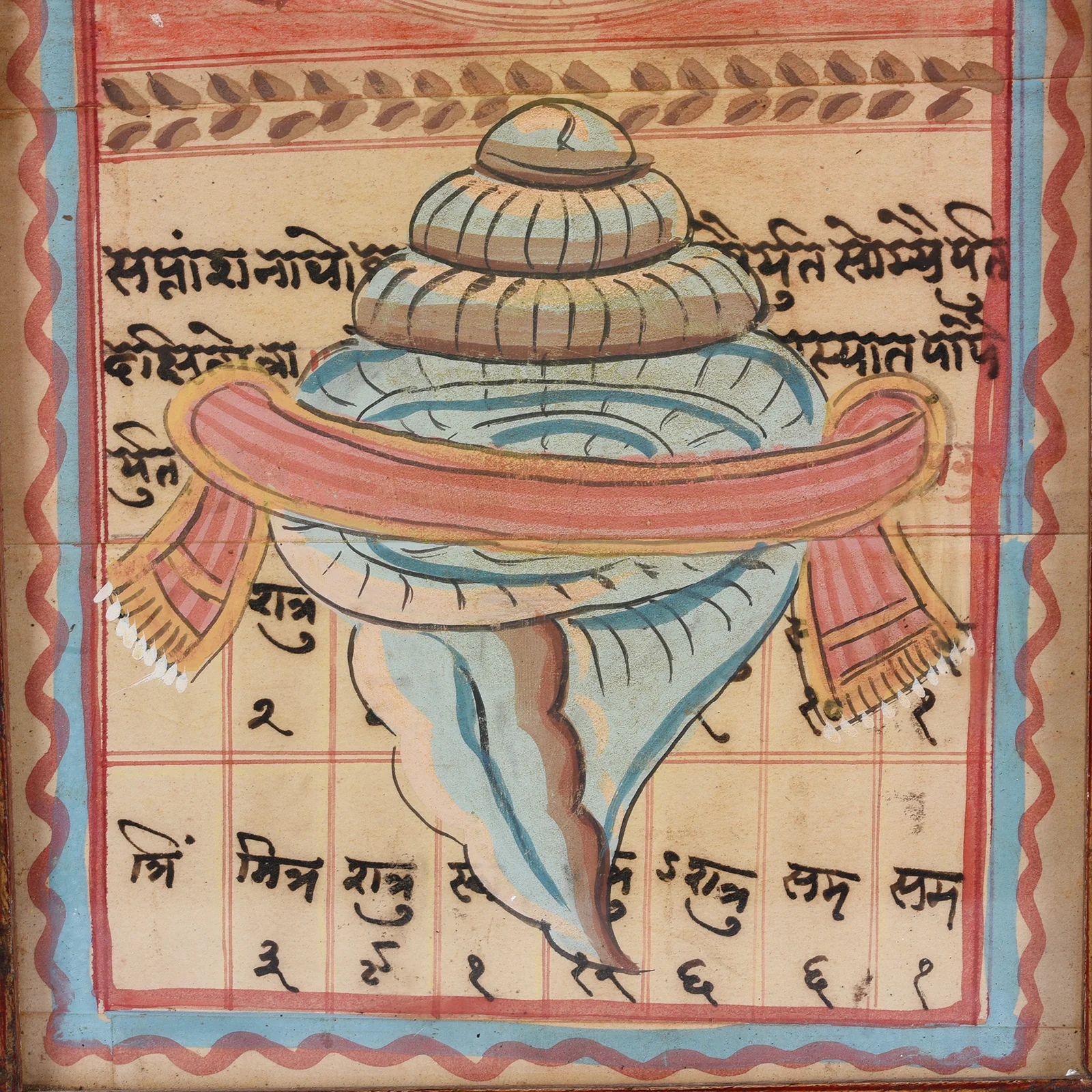 Framed Hand Painted Horoscope From Rajasthan - Ca 1920 - Image 6