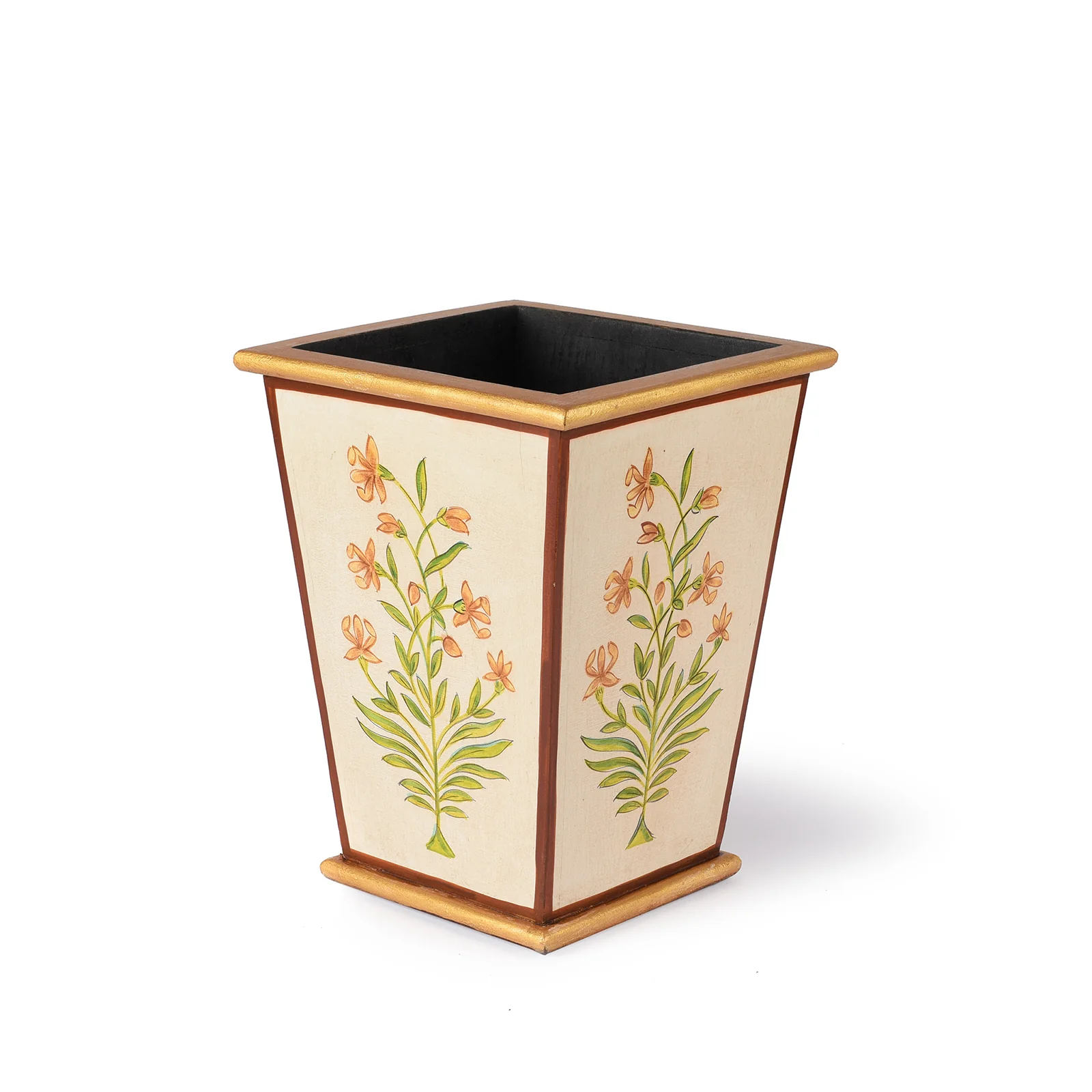 Painted Mughal Flower Waste Paper Bin - Image 6