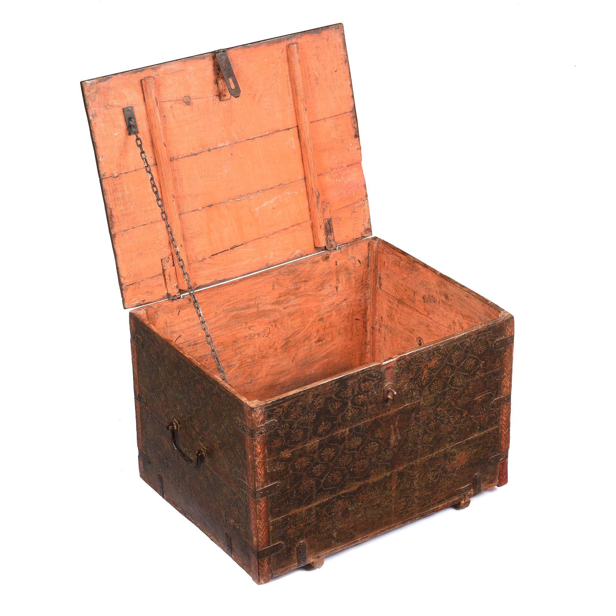 Painted Teak Chest from Nagaur - 18thC - Image 3