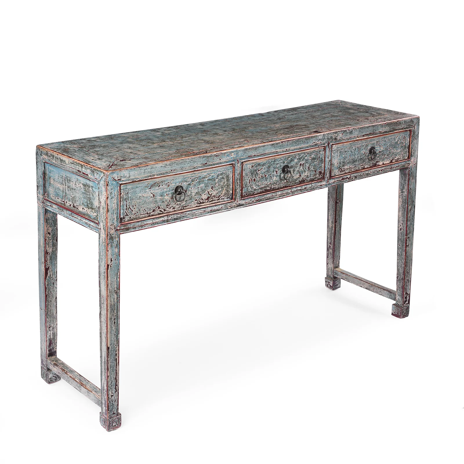 Turquoise Lacquer 3 Drawer Console Table - Image 3