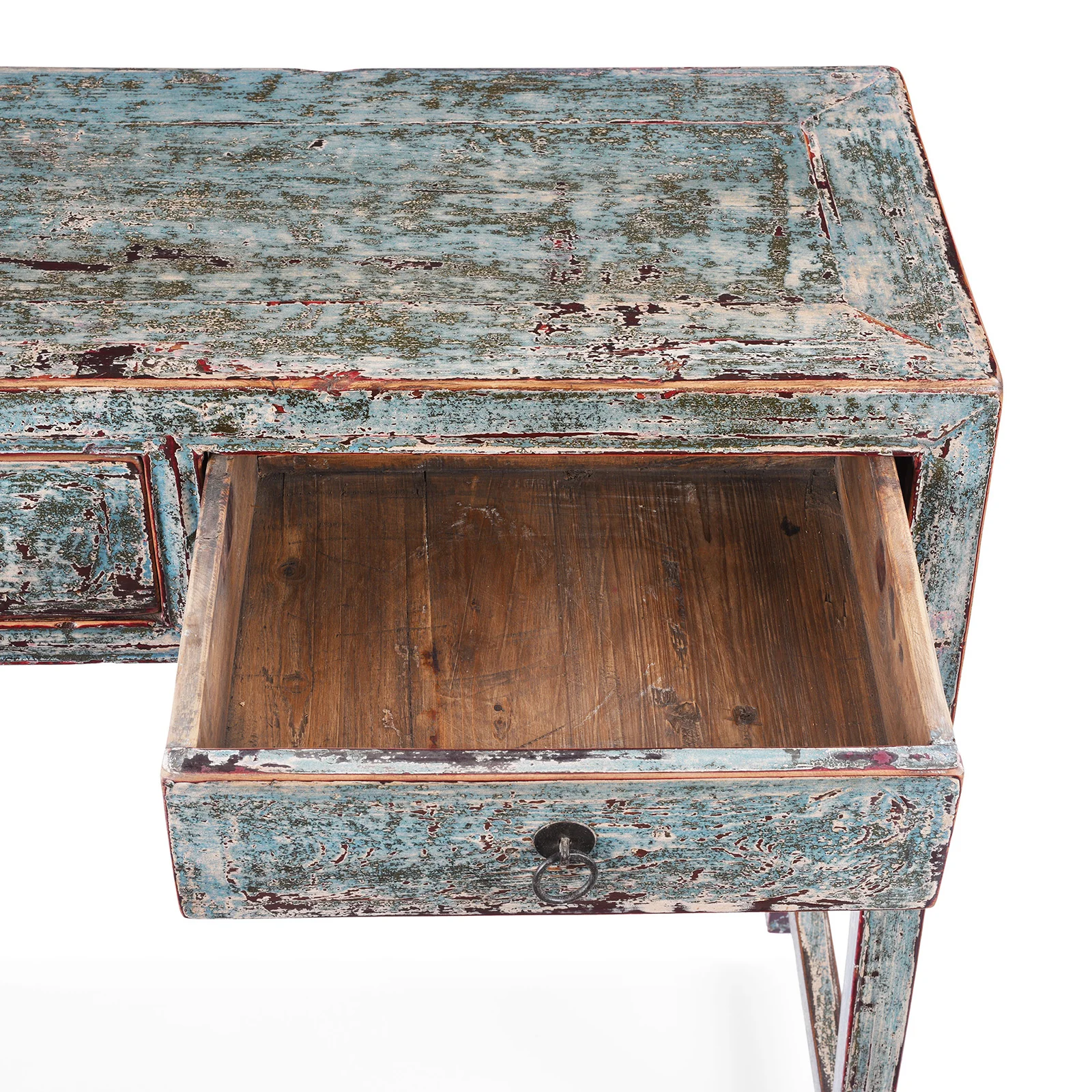 Turquoise Lacquer 3 Drawer Console Table - Image 4