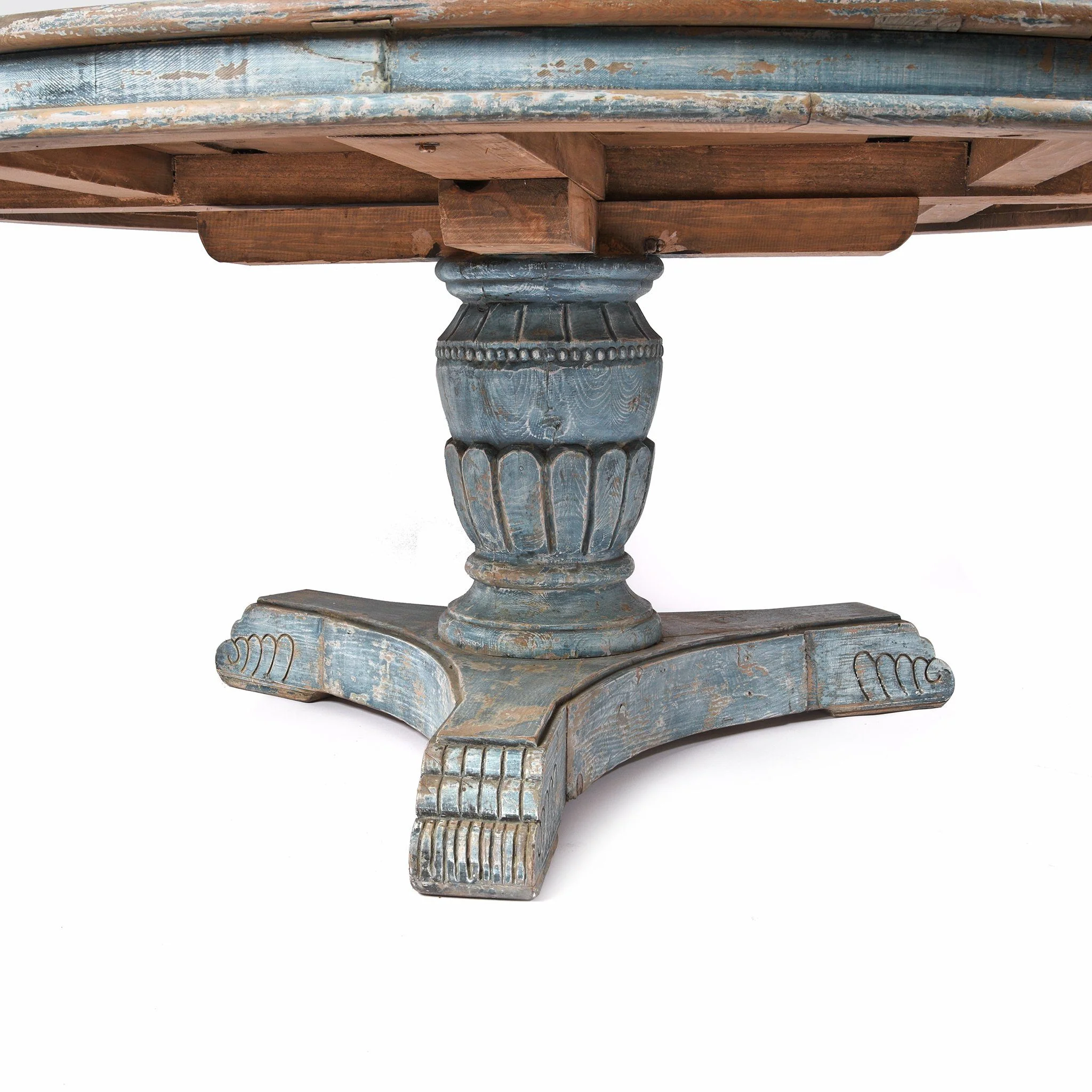 Round Pedestal Dining Table Made From Old Painted Pine - Image 11