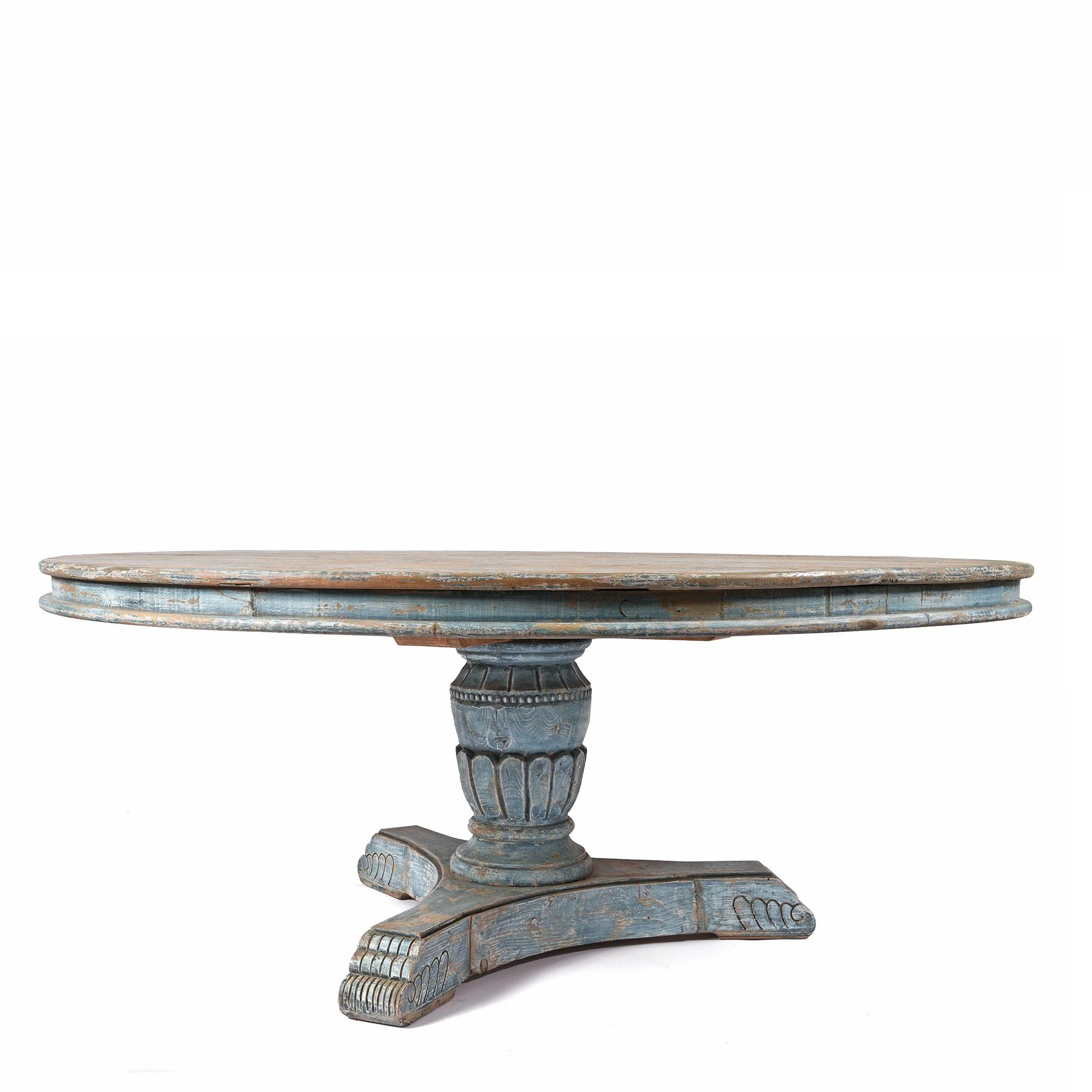 Round Pedestal Dining Table Made From Old Painted Pine - Image 8